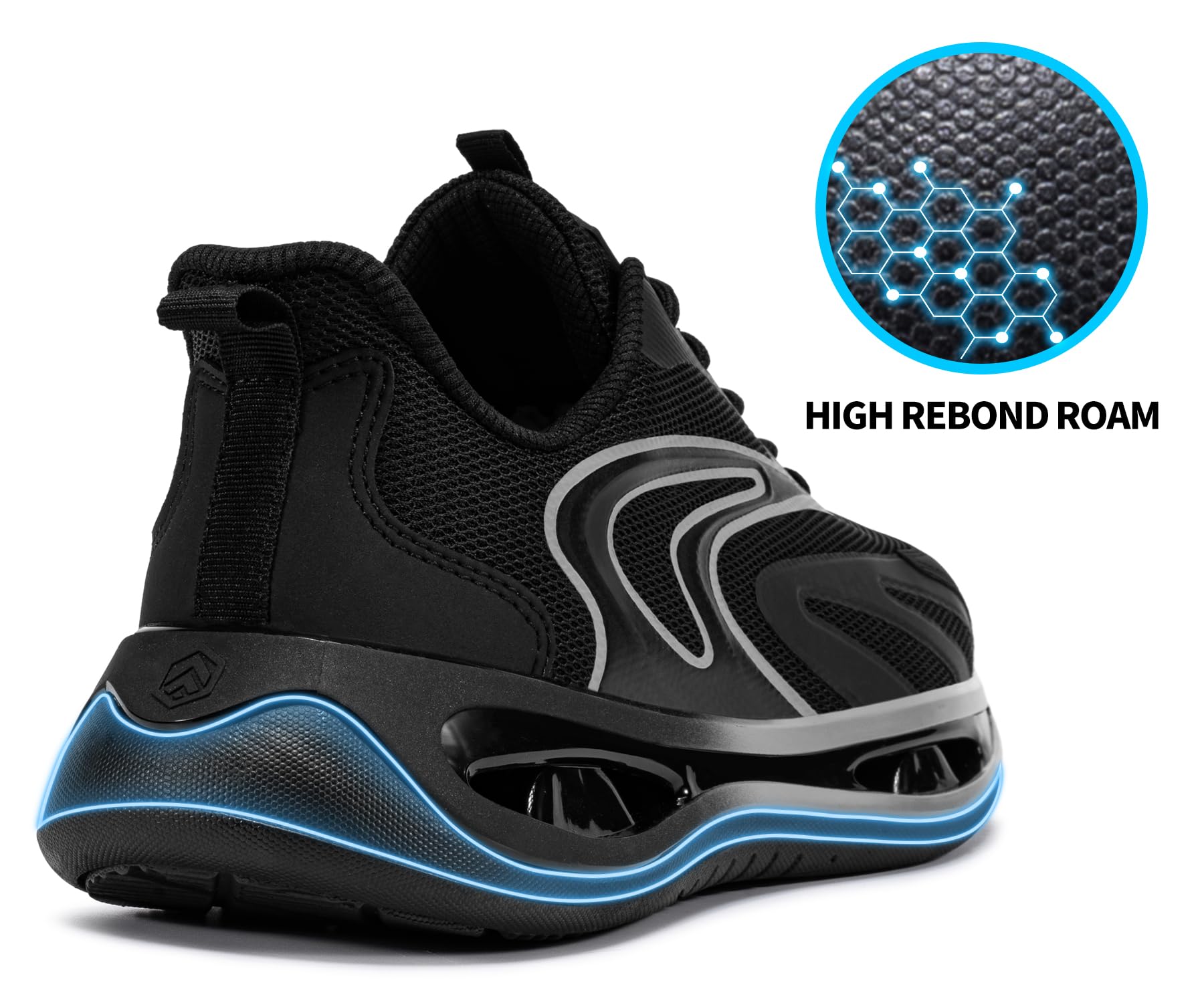 **LARNMERN Women's Steel Toe Work Shoes - Lightweight Safety Sneakers with Breathable Design for Construction, Warehouse & Outdoor Use**