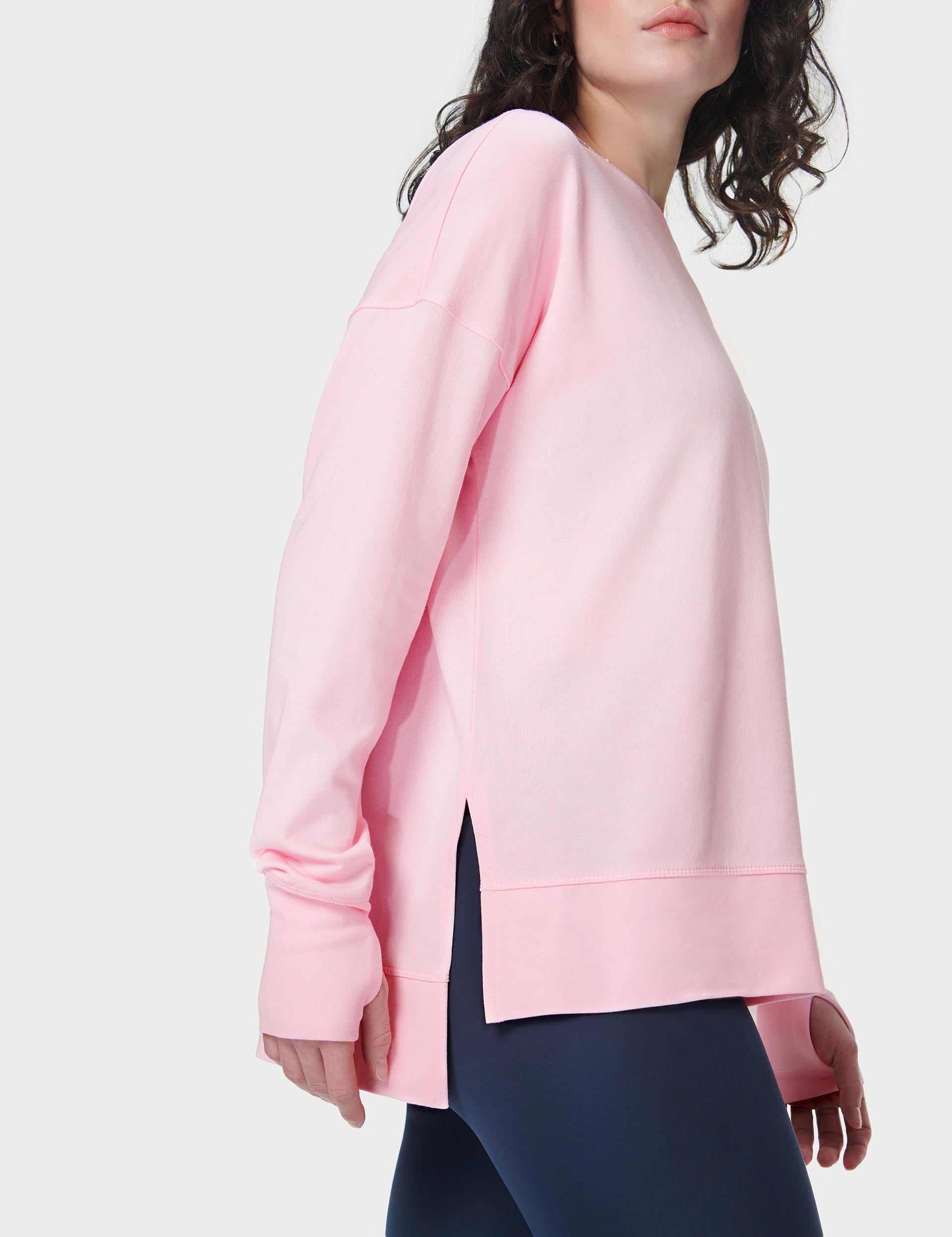 After Class Longline Sweatshirt for Women - Soft Oversized Pullover Hoodie in Nerine Pink | Casual Loungewear, Streetwear Fashion & Cozy Outfit for College, Yoga or Weekend Relaxation