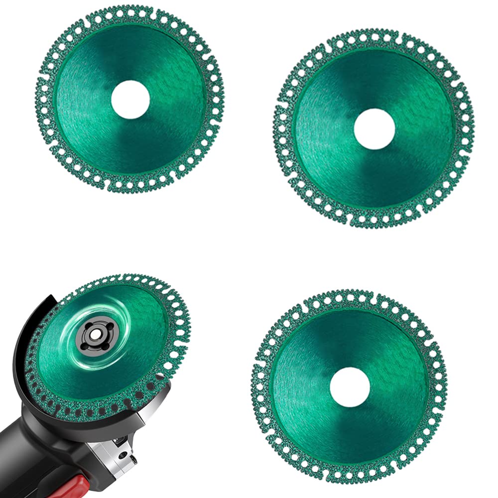 3 Pack 4 Inch Diamond Ultra-Thin Cutting Discs for Angle Grinder - Indestructible Saw Blades for Ceramic, Glass, Metal & Wood Cutting - Perfect for DIY Projects, Home Renovation & Construction Work