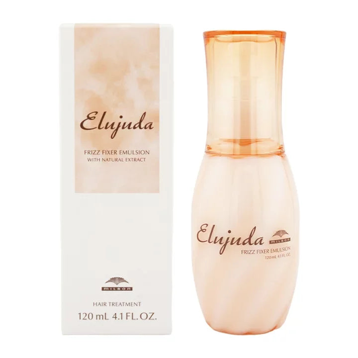 Milbon Elujuda Frizz Fixer Emulsion 120ml - Anti-Frizz Hair Treatment for Wavy & Curly Hair - Perfect for Daily Hydration & Smoothing at Home or Salon