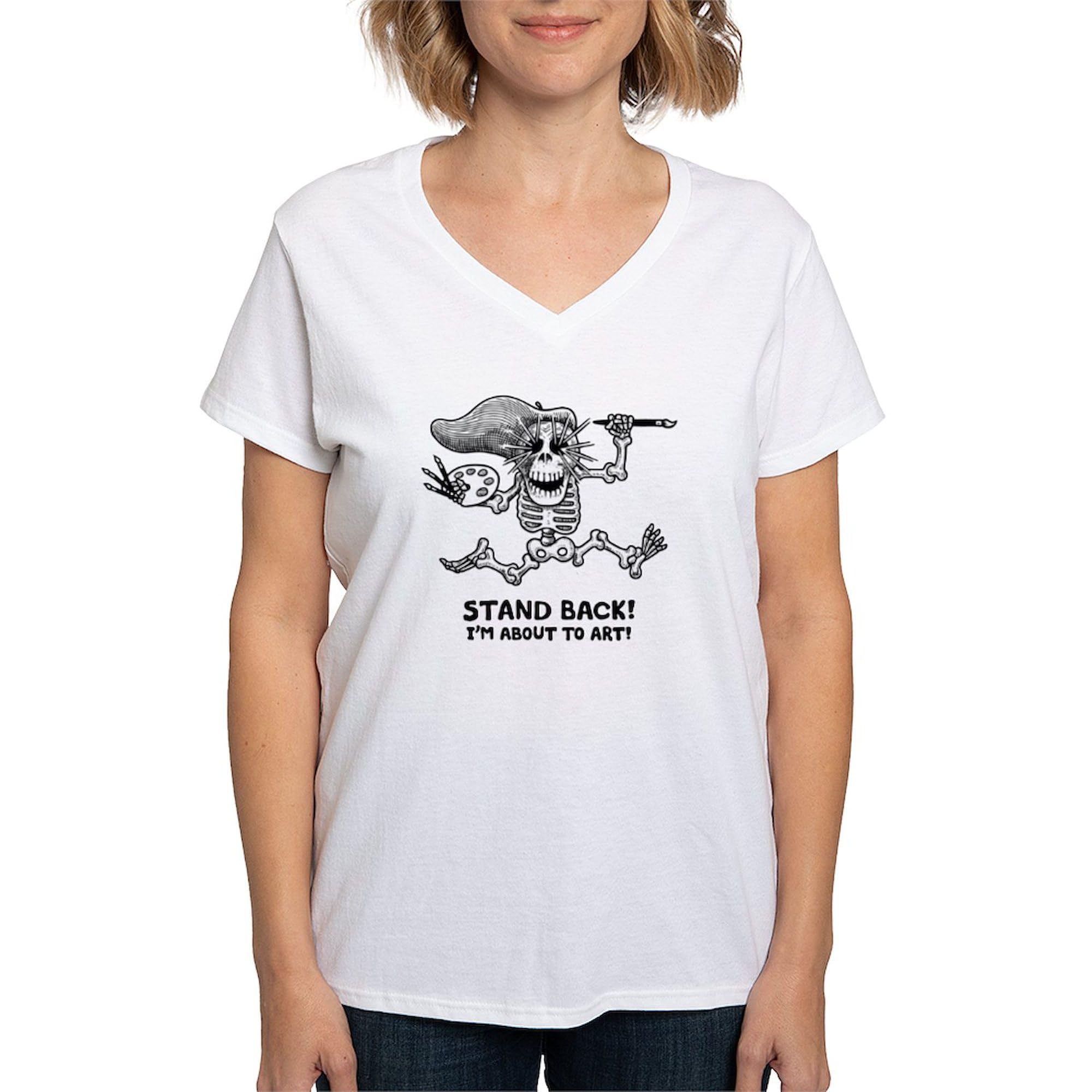 Stand Back! Women's V-Neck Cotton T-Shirt - Funny Graphic Tee for Casual Wear, Gifts & Everyday Outfits