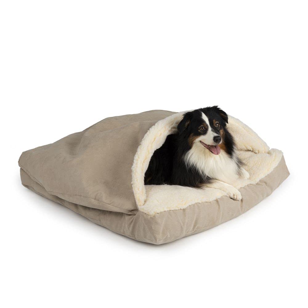 Snoozer Luxury Square Cozy Cave Dog Bed with Soft Microsuede - Small Buckskin for Small Dogs - Perfect for Indoor Use, Pet Sofa & Cozy Sleeping Spot