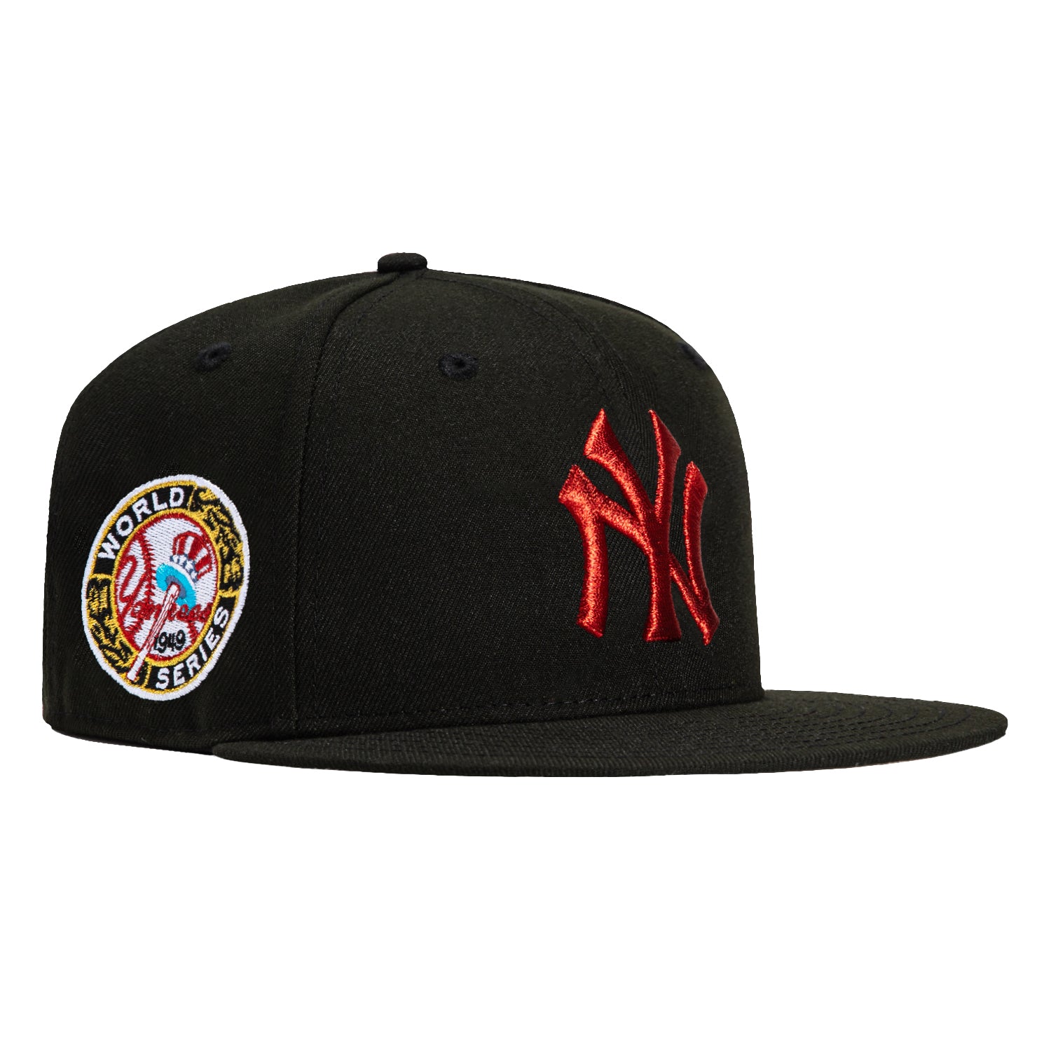 New Era 59Fifty MLB New York Yankees 1949 World Series Patch Snapback Hat - Black & Red Candy Apple Style | Perfect for Baseball Games, Fan Collections & Streetwear Fashion