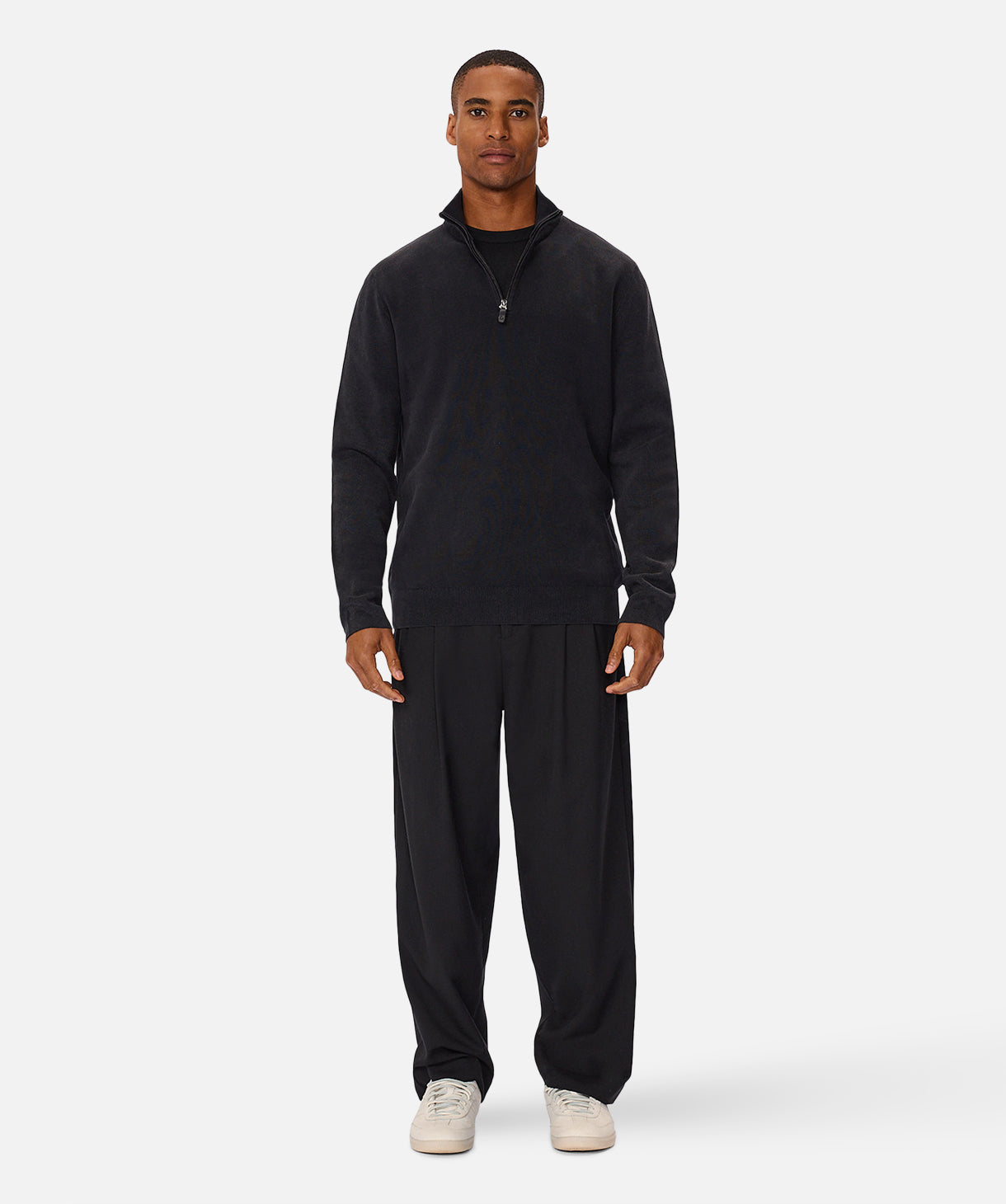 Lakewood Zip Neck Knit Sweater - Soft Washed Black Pullover for Men & Women | Cozy Winter Layering & Casual Outfit Essential