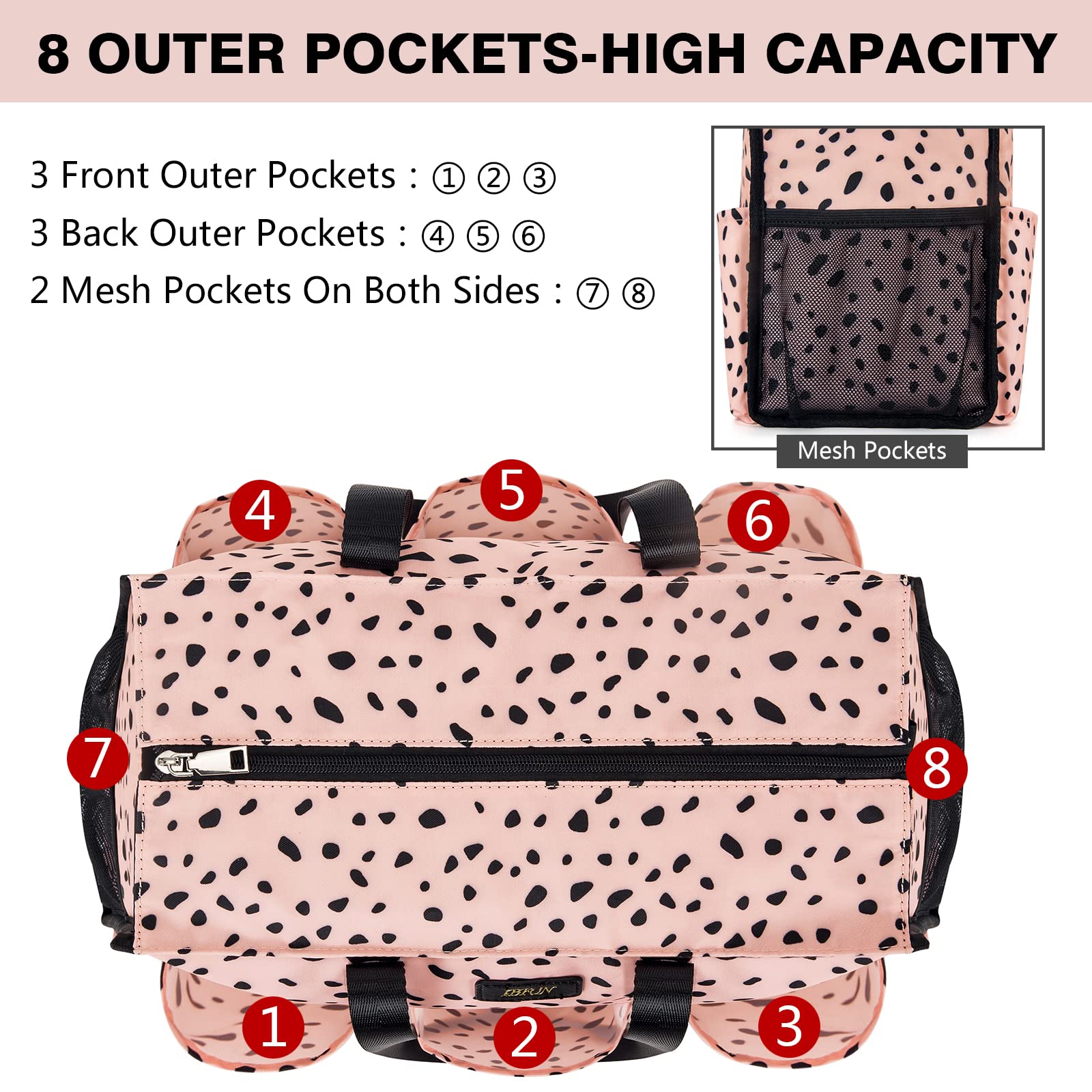 IBFUN 14/24 Pocket Tote Bag for Teachers & Work Women - Durable & Organized for Work & Travel