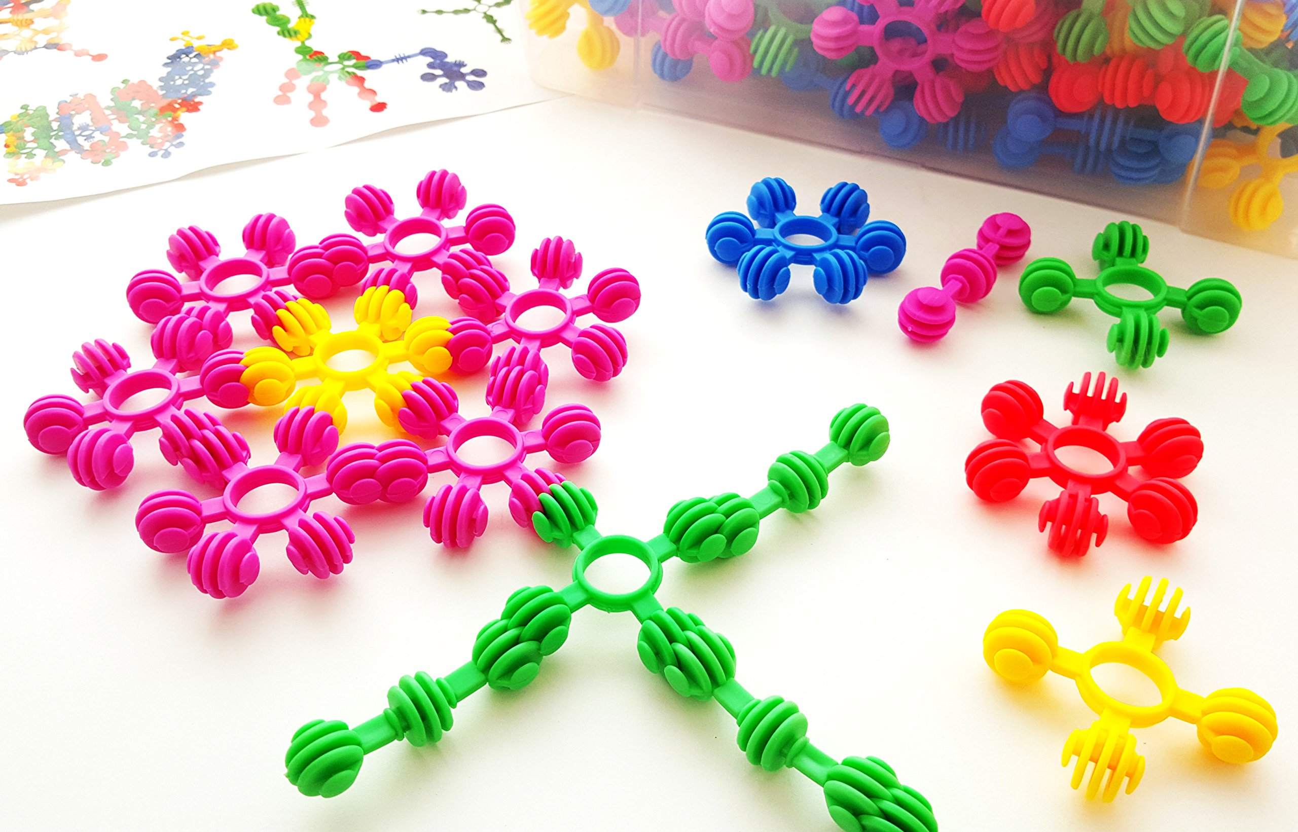 Skoolzy Rainbow Star Flex Building Toys 90 Piece Jumbo Set | STEM Educational Construction Blocks for Kids Ages 4-8 | Creative Tinker Toys for Classroom Bins & Homeschool Learning | Perfect for Preschool STEM Activities & Indoor Playtime