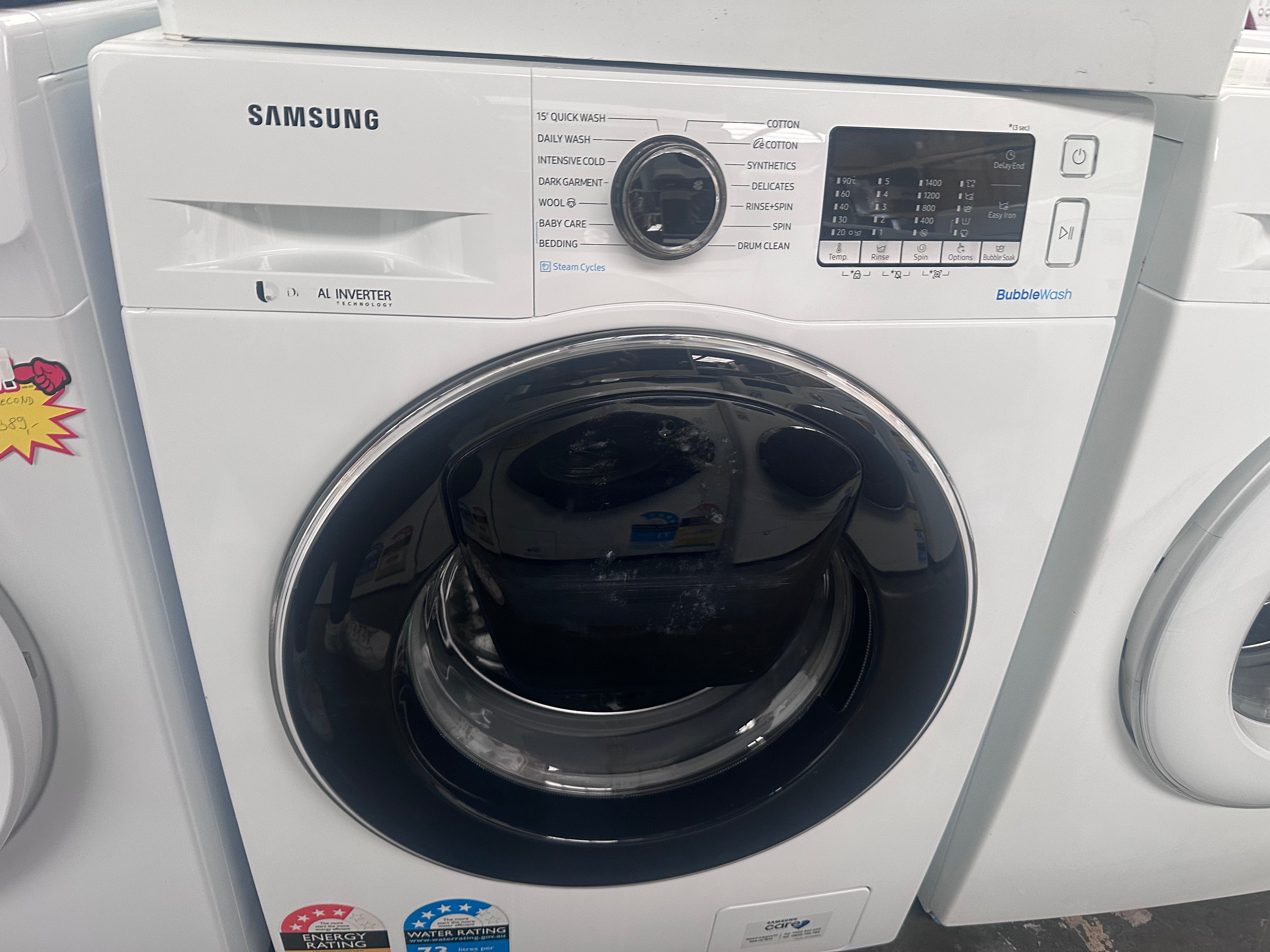 Samsung 8.5Kg AddWash Front Load Washing Machine with Steam - Certified Refurbished | Large Capacity Smart Washer for Family Laundry | Perfect for Apartments & Energy-Efficient Homes