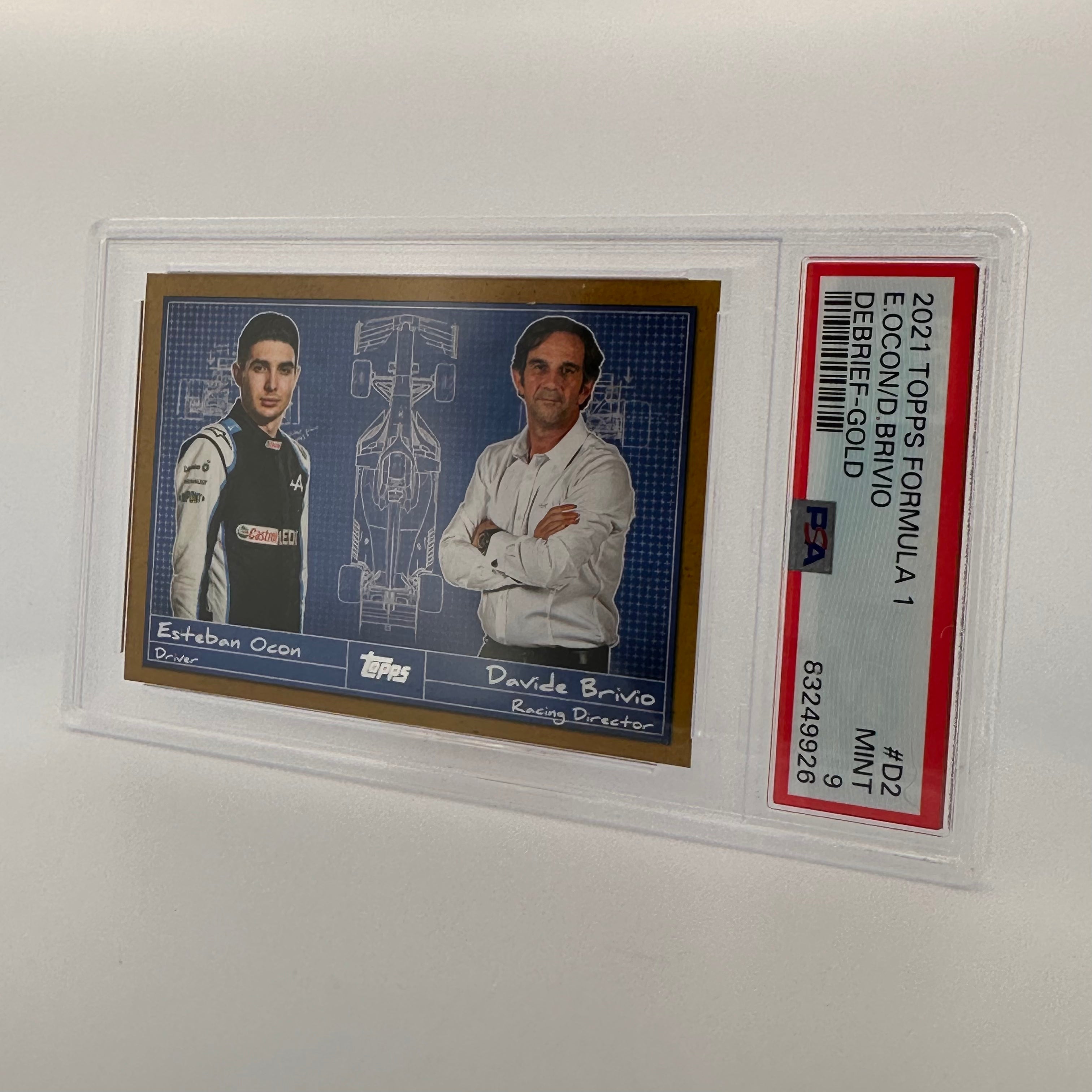 PSA 9 Graded 23/50 Esteban Ocon & Davide Brivio Debrief #D2 Gold Autograph Racing Card - Perfect for F1 Collectors and Motorsport Memorabilia Displays