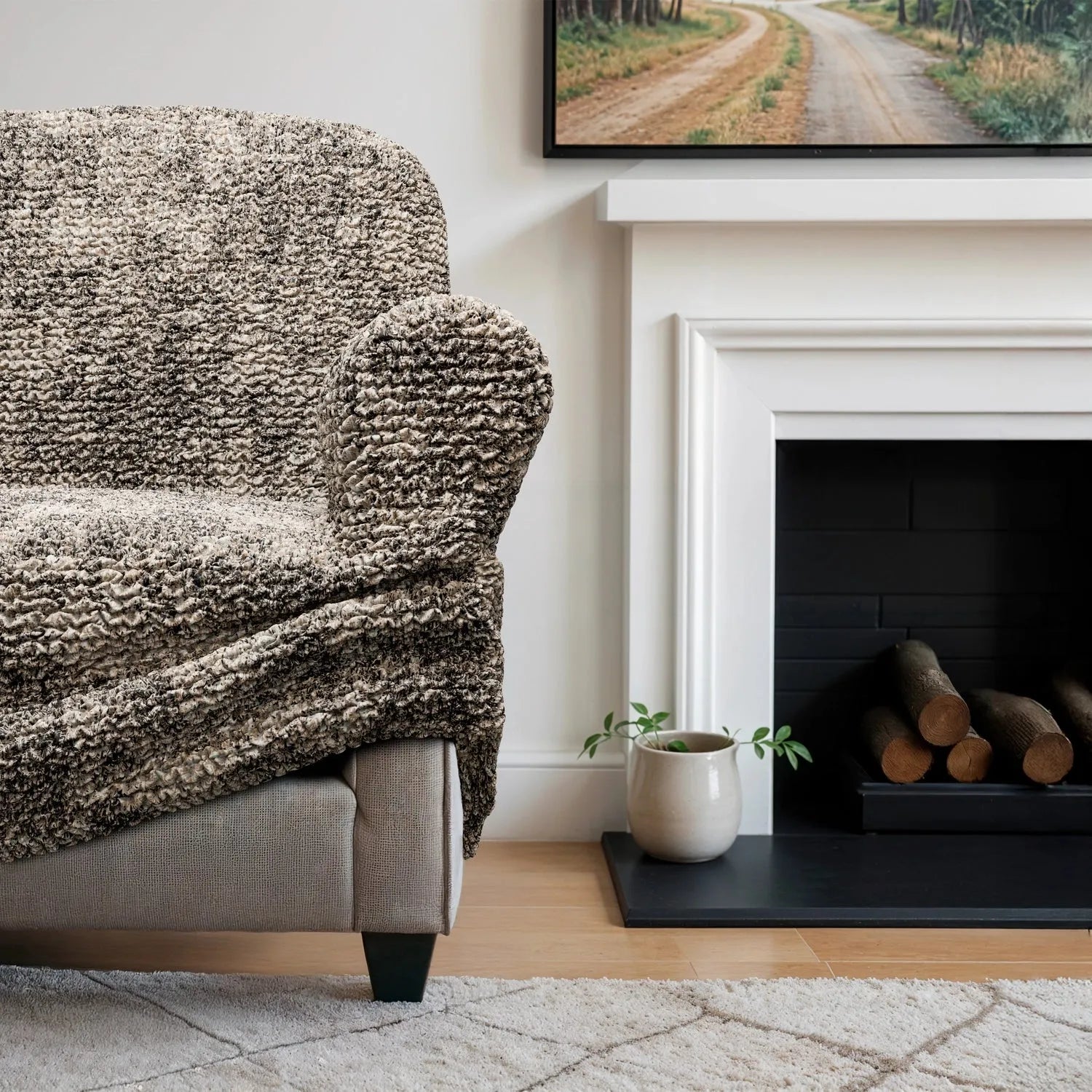 Microfiber Printed Armchair Slipcover - Stretchable Furniture Protector for Living Room, Bedroom & Office - Easy Washable Sofa Cover for Home Decor
