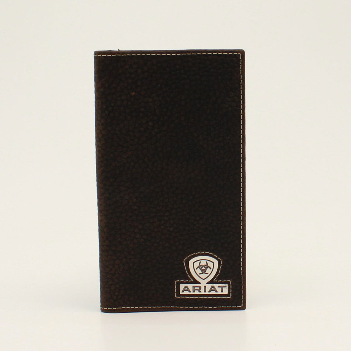 Ariat Men's Genuine Leather Wallet with Rodeo Shield Logo & Concho - Brown Rowdy Design for Cowboy, Rancher, and Western Enthusiasts - Perfect for Everyday Carry, Rodeo Events, and Country Lifestyle
