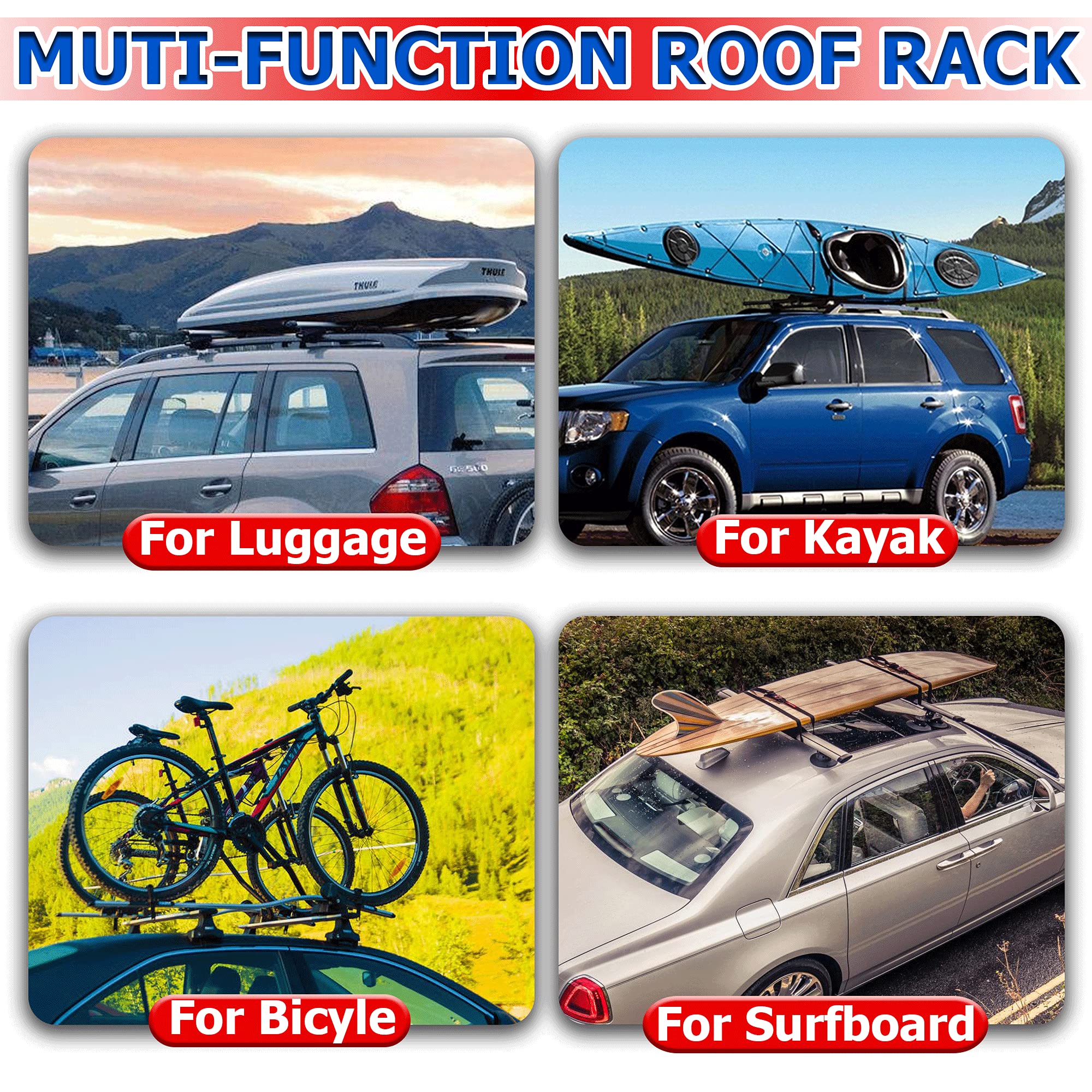 Heavy Duty Roof Rack Cross Bars for Toyota Highlander 2014-2019 | XLE/Limited/SE Models | Universal Cargo Carrier for Kayak, Bicycle, Snowboard & Canoe | Perfect for Road Trips & Outdoor Adventures