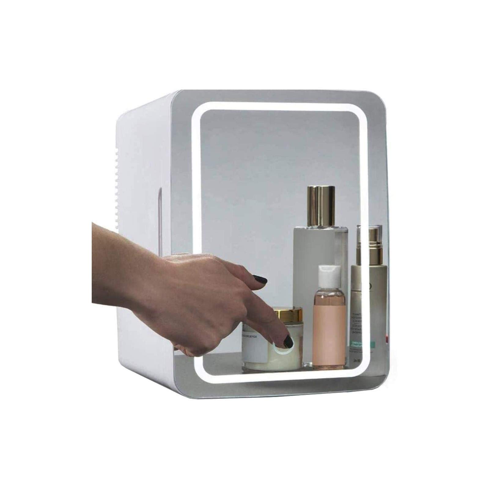 Mini Makeup Fridge 8L Portable Cosmetic Refrigerator with Glass Panel & LED Lighting - Skincare Cooler & Warmer for Home, Car, Salon, and Dorm Room - Perfect for Storing Serums, Face Masks, and Beauty Products
