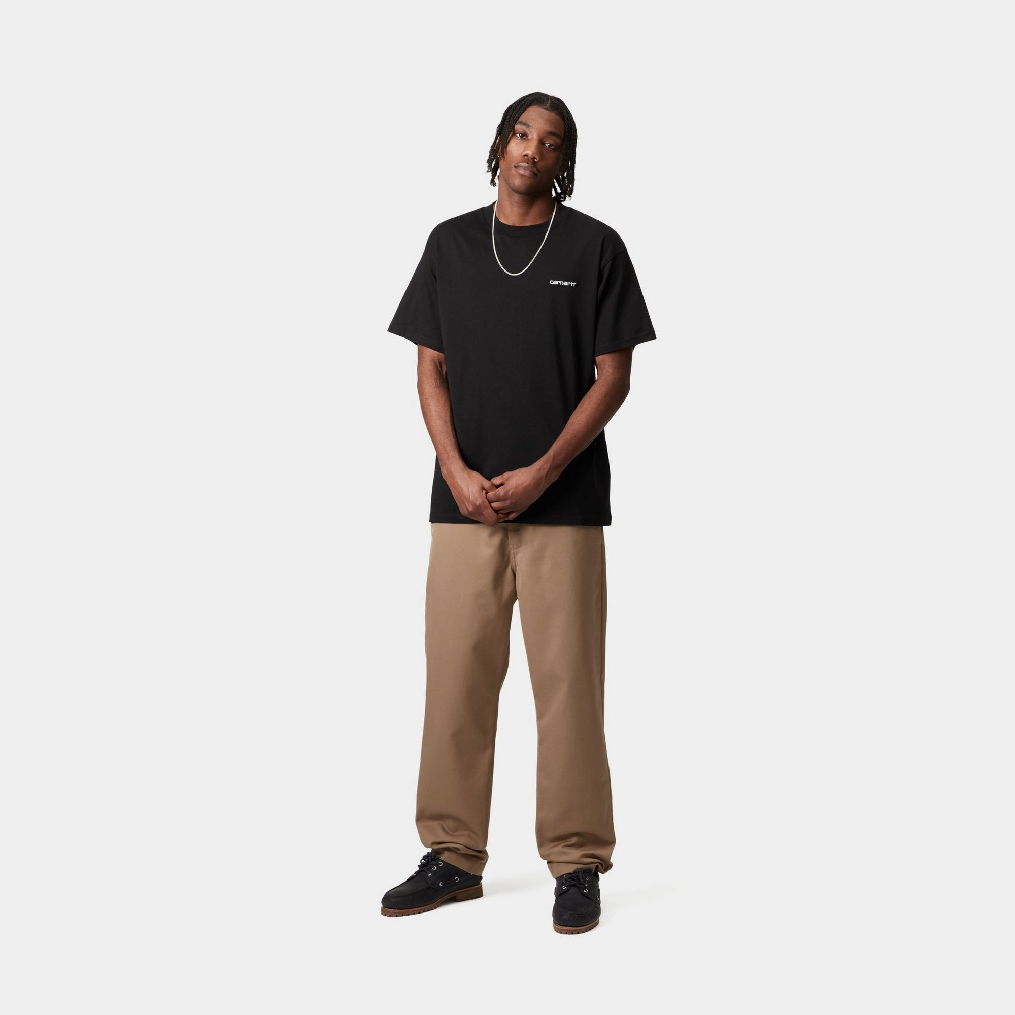 Script Embroidery Black T-Shirt - Comfortable Cotton Tee for Casual Wear & Everyday Outfits