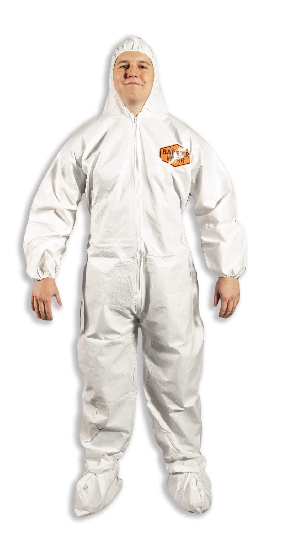 Quest Barrierwear Disposable Coveralls for Men & Women - Protective Hazmat Suit for Chemical Protection, Medical Use & Industrial Safety | Ideal for Healthcare Workers, Lab Technicians & Construction Sites