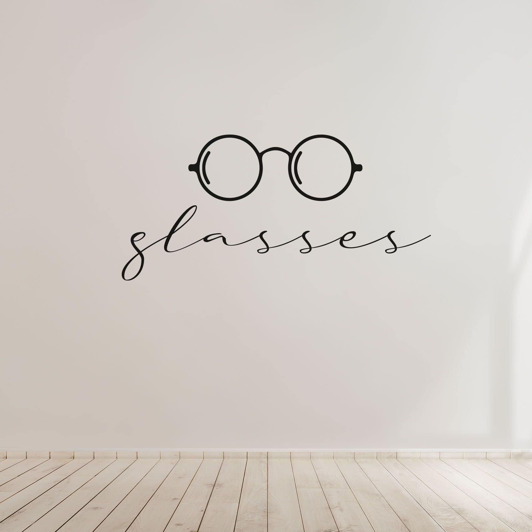 Closet Glasses Organizer - 12x30 Inch Vinyl Wall Decal for Shoe Storage & Wardrobe Cabinet - Home Dressing Room & Closet Area Label Signage - Perfect for Bedroom, Walk-in Closet and Dressing Area Organization