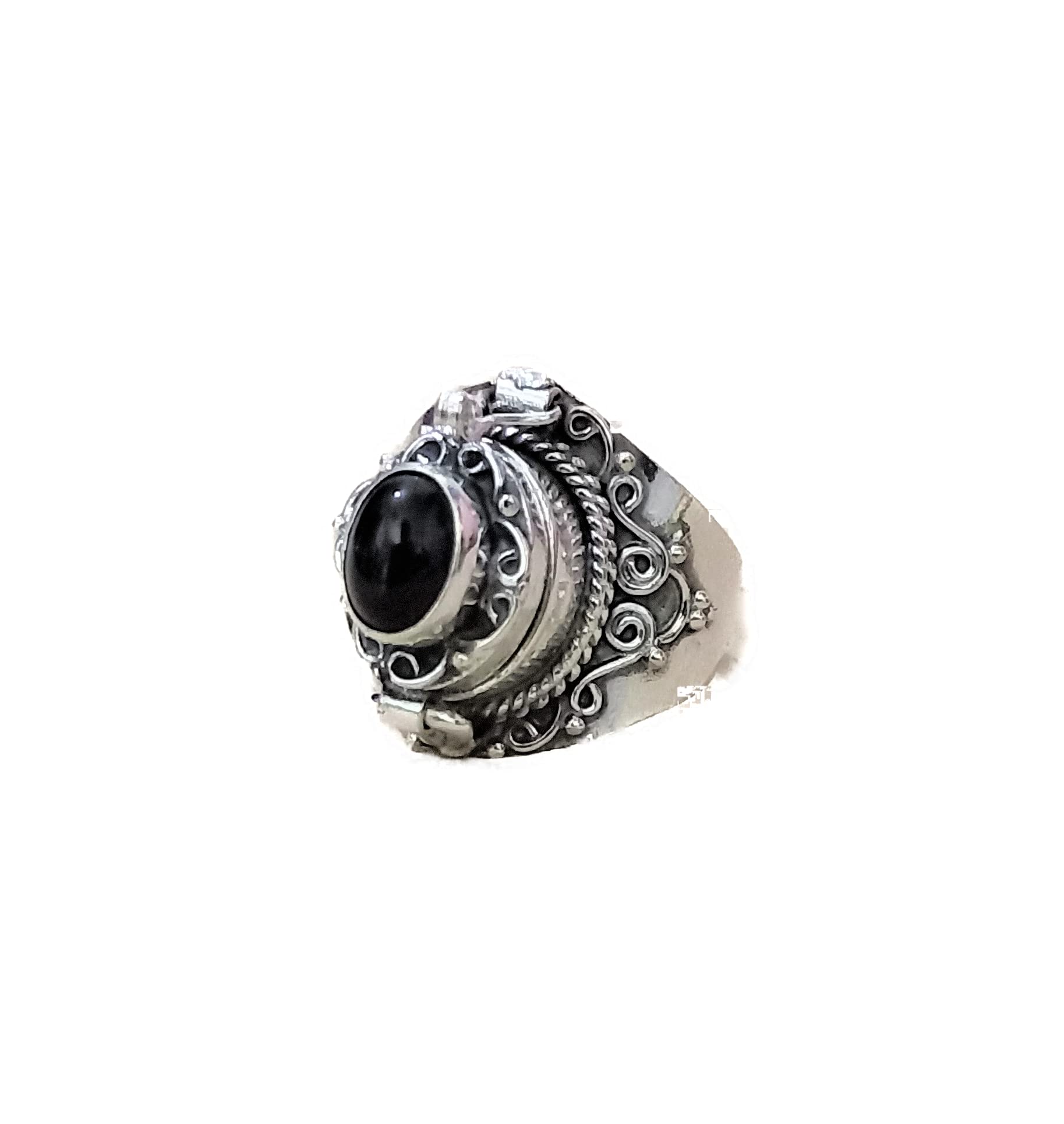Black Onyx Ring for Men & Women - Poison Box Ring with Secret Compartment - Healing Crystal & Birthstone Jewelry - Natural Stone Locket Ring for Gifts, Healing, and Secret Messages - Perfect for Weddings, Anniversaries, and Spiritual Protection