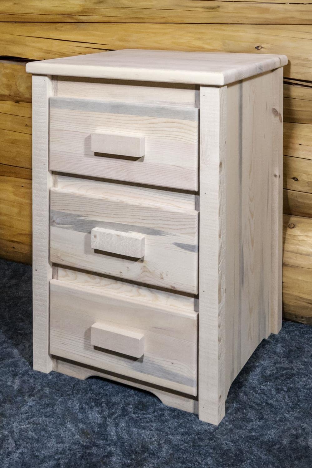 Montana Woodworks Homestead Collection Unfinished Nightstand with 3 Drawers - Solid Wood Bedside Table for Bedroom, Living Room & Guest Room - DIY Furniture Project for Home Decor