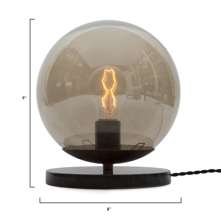 Elegant Black Marble and Glass Globe Table Lamp - Modern Home Office Decor, Bedroom Nightstand Lighting, Living Room Accent Light for Cozy Ambience