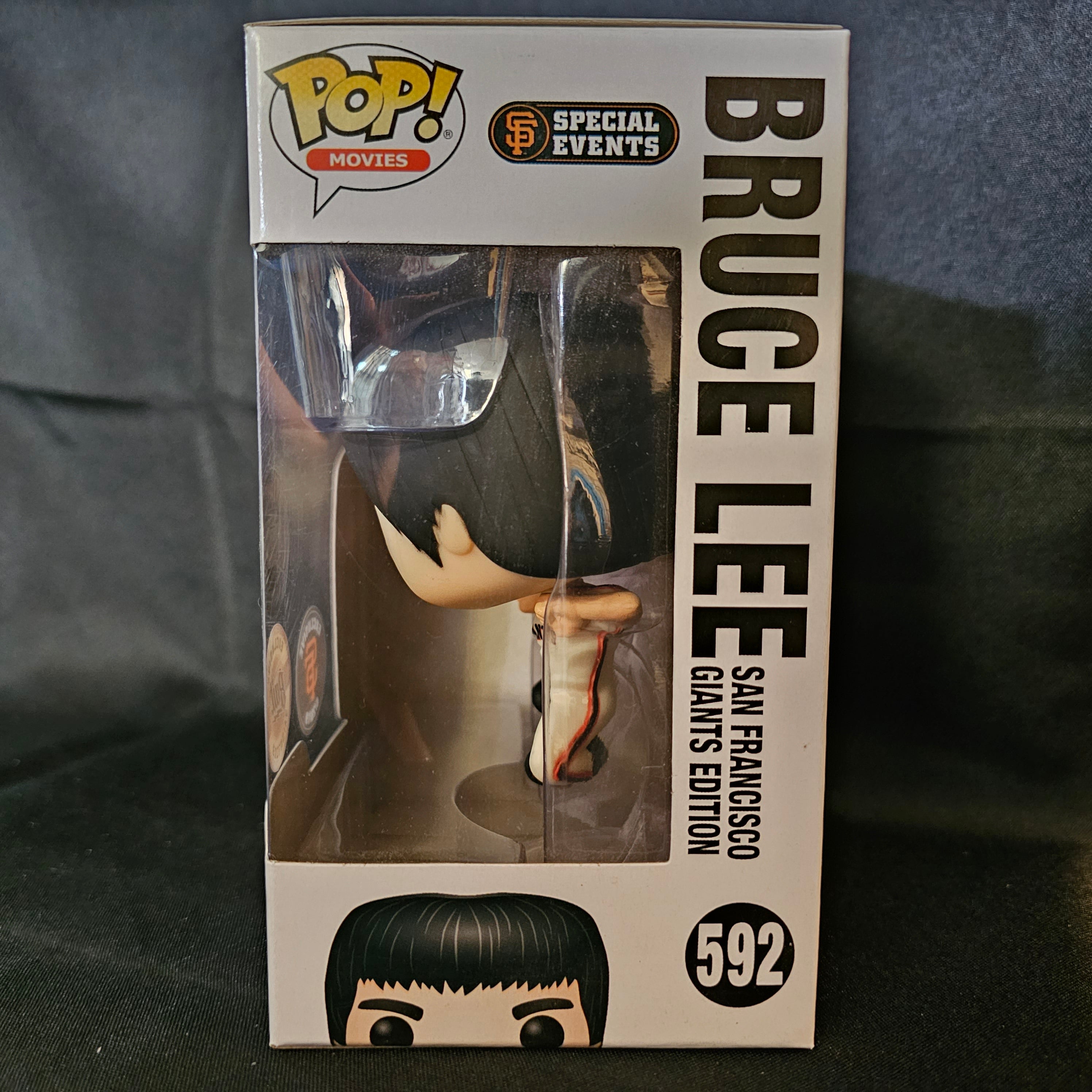 Bruce Lee Pop! Vinyl Figure - Flying Man Action Pose Collectible Toy - SF Giants Exclusive Edition #592 - Perfect for Martial Arts Fans & Pop Culture Collectors Display