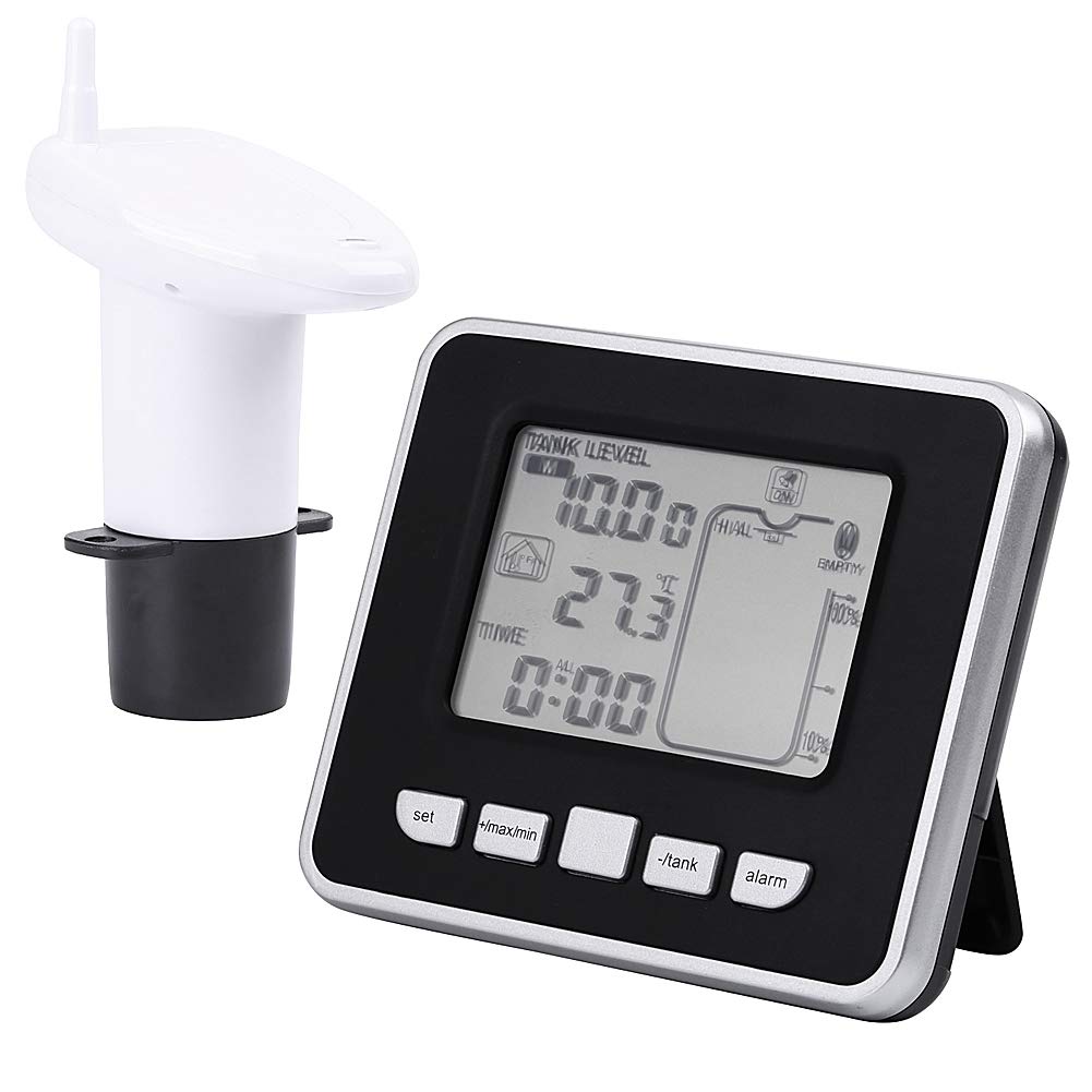Liukouu Ultrasonic Water Level Sensor with Touch Control - Black | High Precision Liquid Level Detection for Tanks, Pools, and Industrial Applications