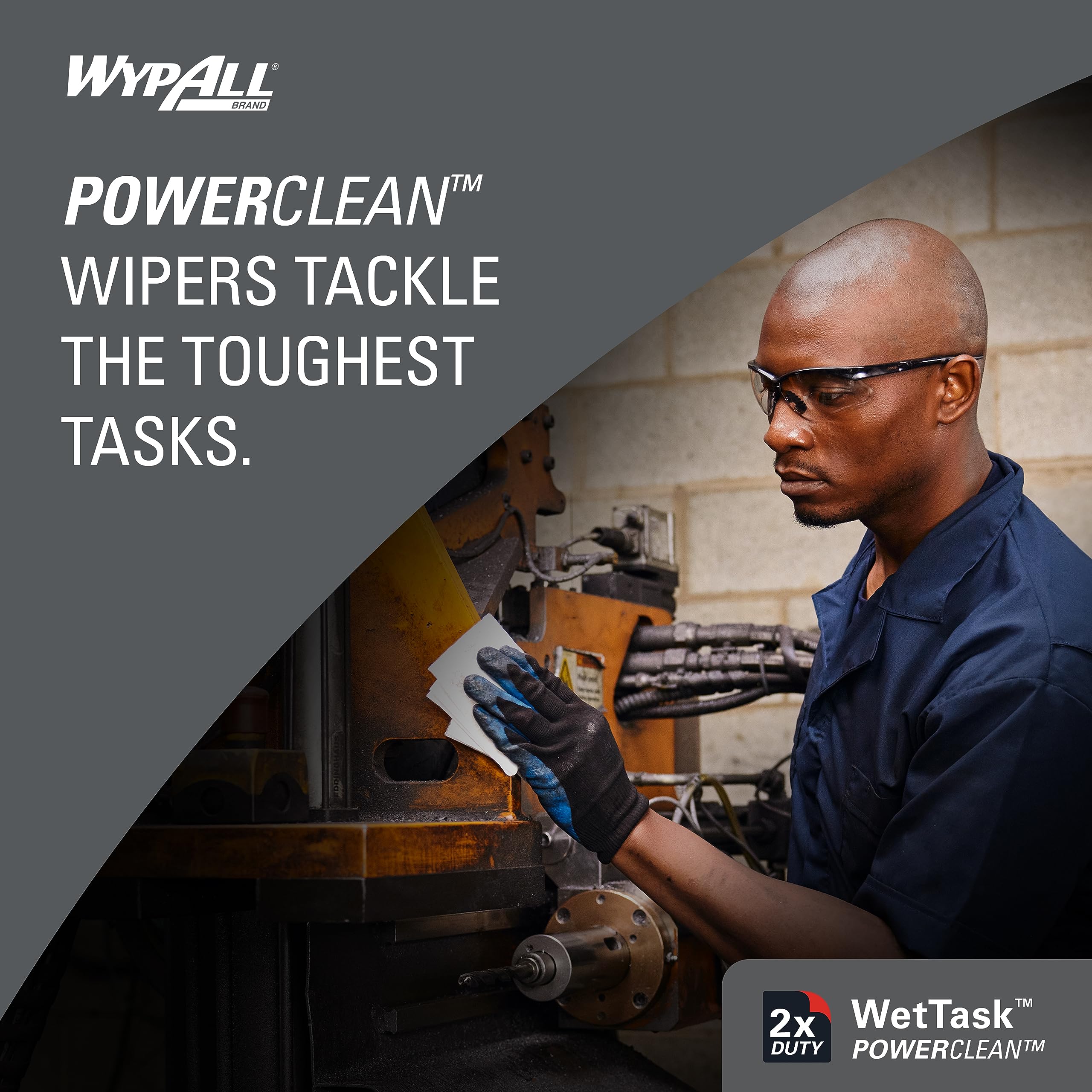 WypAll PowerClean Solvent-Resistant WetTask Wipes - 275 Sheets/Roll, 2 Rolls (550 Total) - Heavy-Duty Industrial Cleaning for Solvents, Oils & Grease - Ideal for Automotive, Manufacturing & Workshop Use