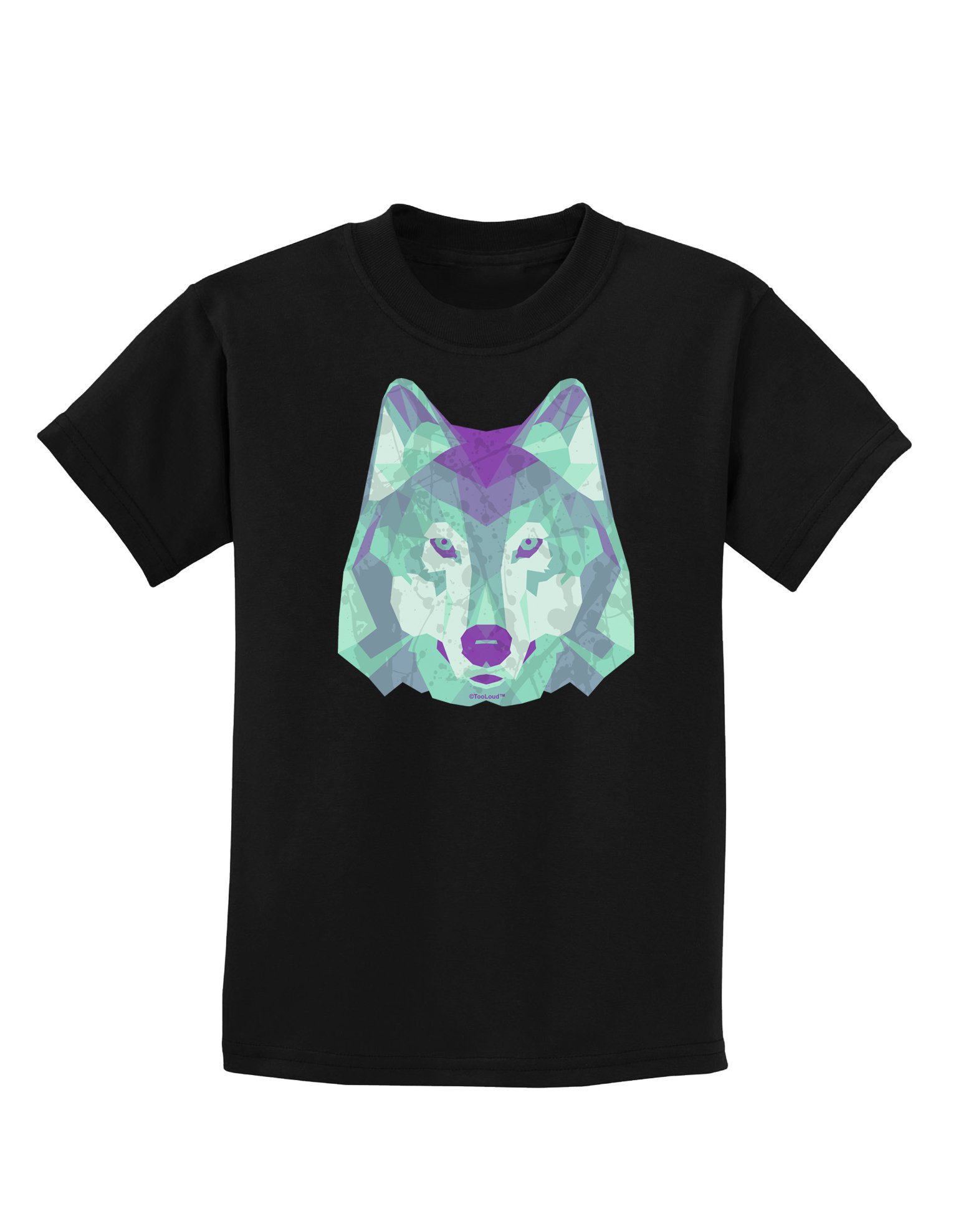 TOOLOUD Geometric Wolf Head Dark T-Shirt for Kids | Cool Animal Graphic Tee for Boys & Girls | School, Playdates & Outdoor Activities