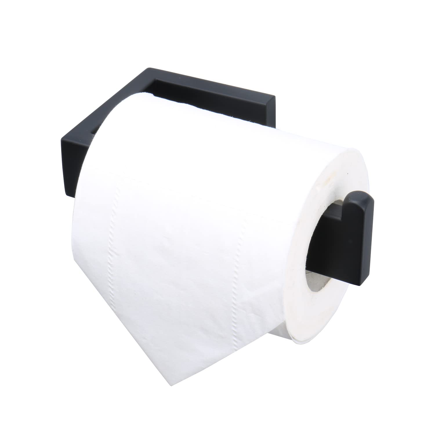 Stainless Steel Toilet Paper Holder - 304 Thickened Wall Mounted Bathroom Tissue Holder for Large Rolls, Black (5.9 Inch) - Perfect for Home, Office & Kitchen Use