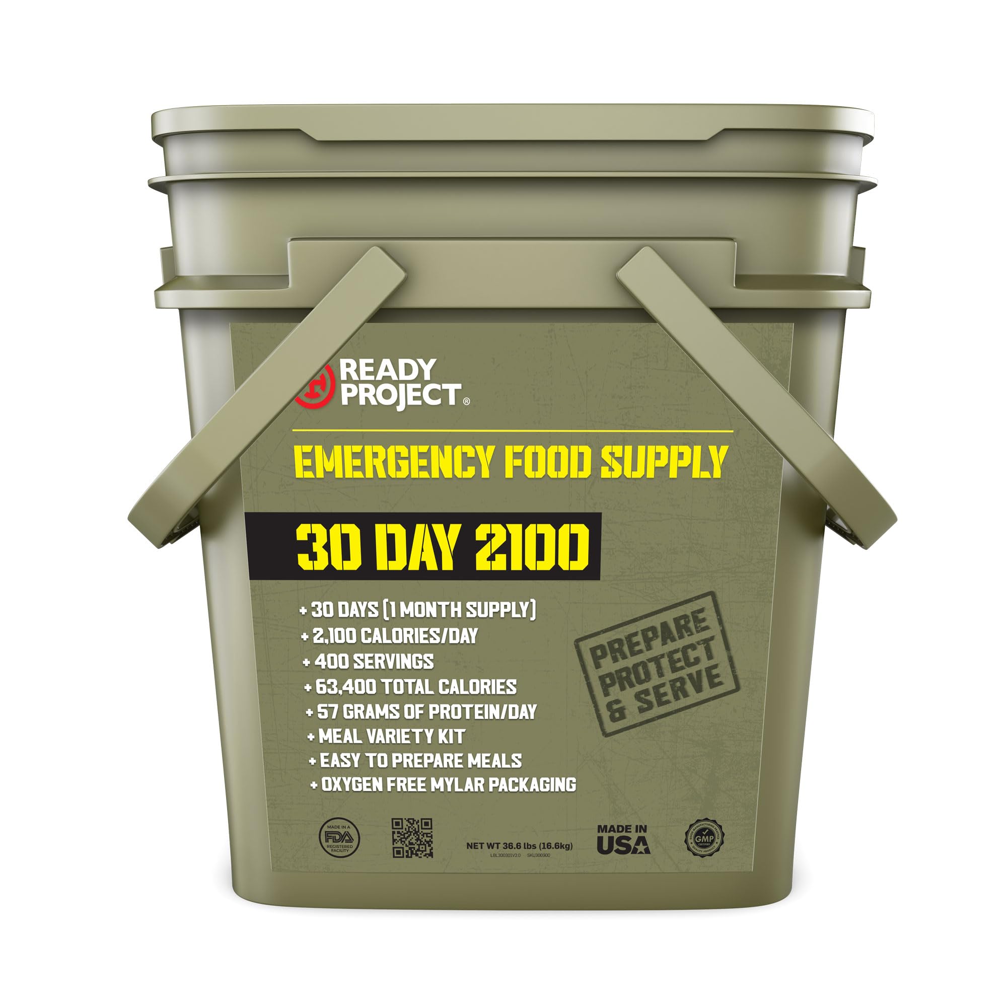 Ready Project® 30-Day 2100 Calorie Emergency Food Supply (400 Servings) - Perfect for Camping, Survival Kits & Natural Disasters Preparedness