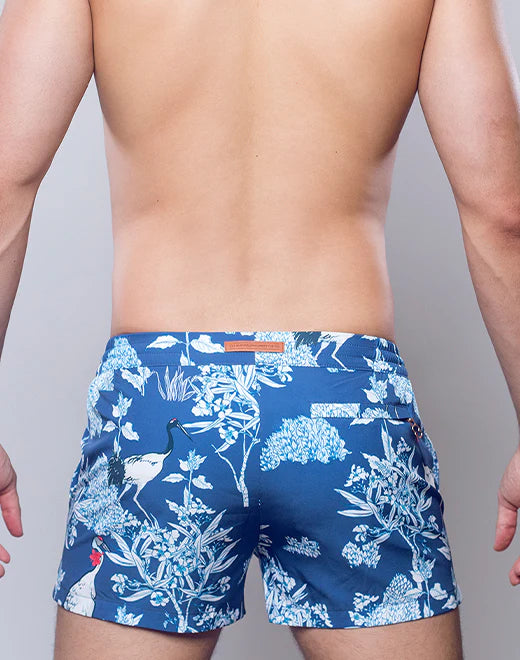 2eros Orient Dream 3 Swim Shorts for Men - Quick Dry Beach Swimwear with UPF Protection - Perfect for Pool, Surfing & Summer Vacation (Blue)