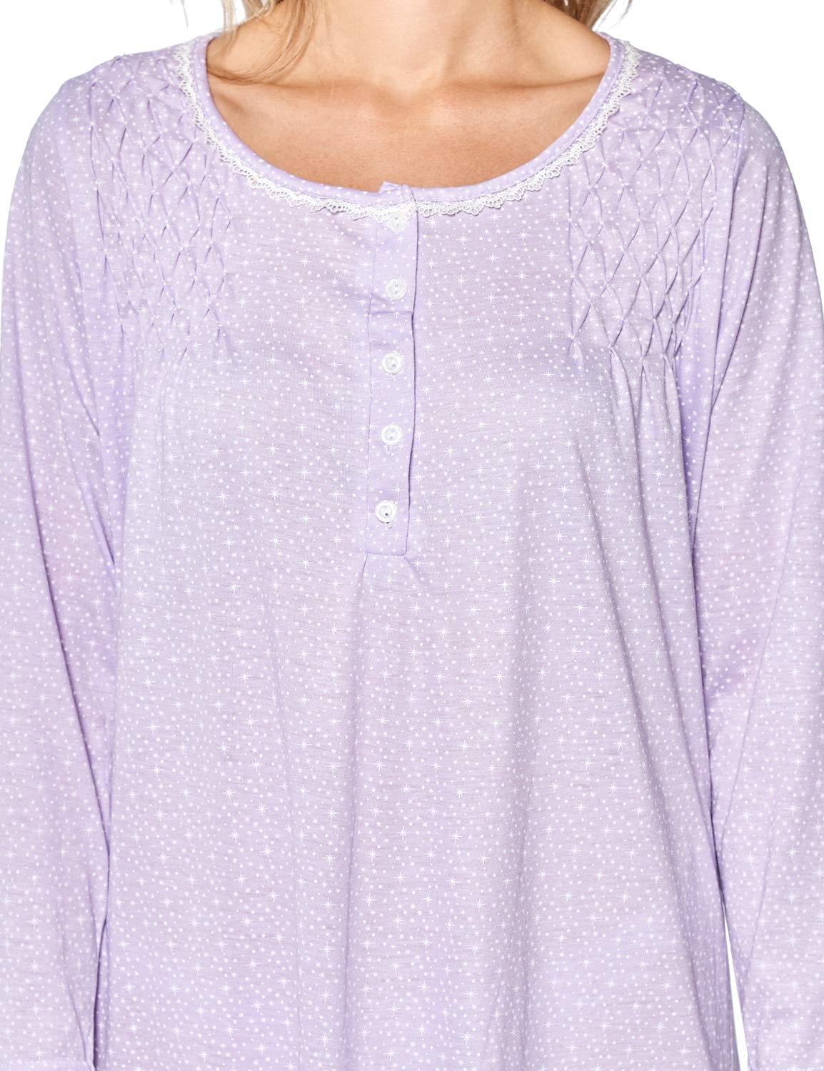 Women's Cotton Blend Long Sleeve Nightgown - Soft Henley Nightshirt for Casual Sleepwear & Lounge Wear - Perfect for Cozy Nights, Relaxing at Home, and Comfortable Sleep