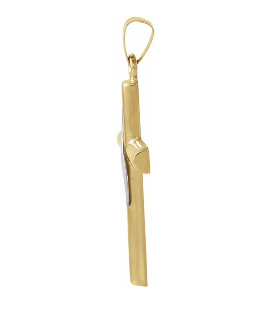14K Gold Two-Tone Cross Pendant for Men - Religious Jewelry & Fashion Accessory - Perfect for Gifts, Church, and Everyday Wear