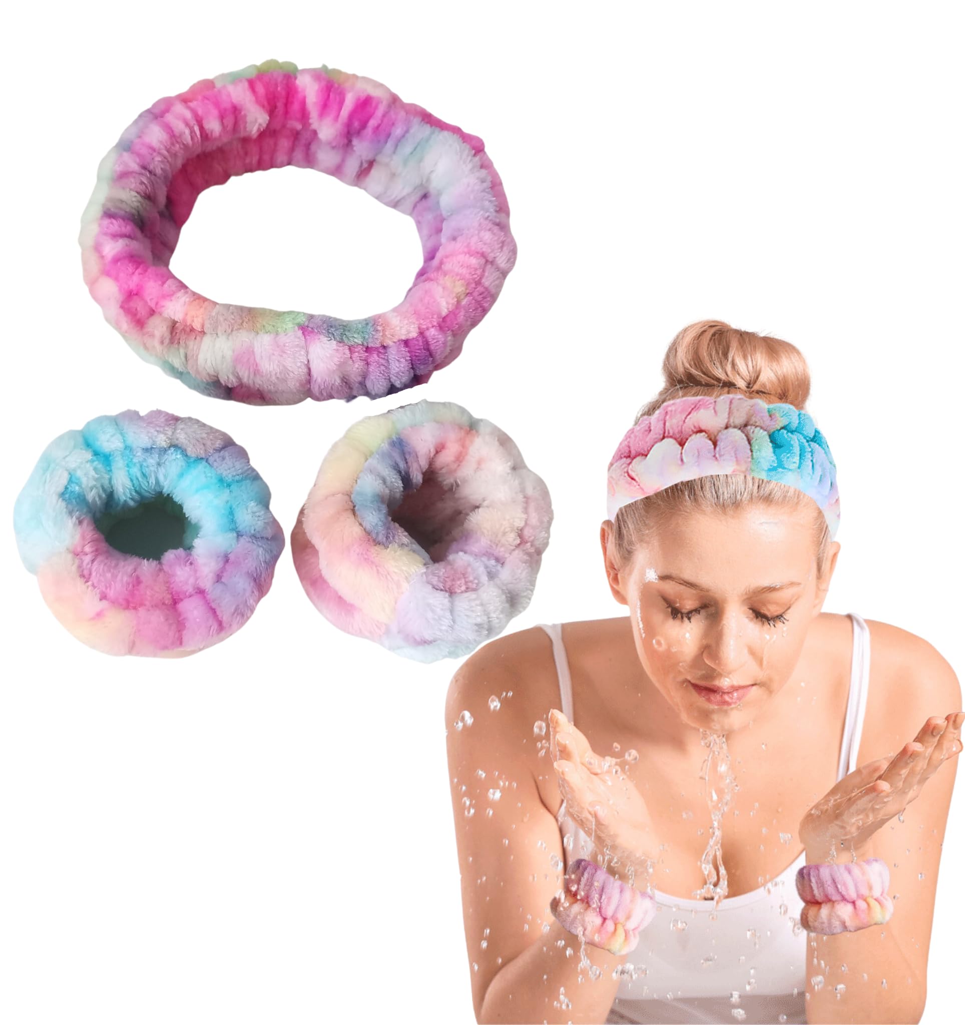 Soft Microfiber Spa Headband for Women & Teens - Tie Dye Face Washing Headband, Makeup & Skincare Hair Accessory - Perfect for Facial Cleansing, Spa Days & At-Home Beauty Routines