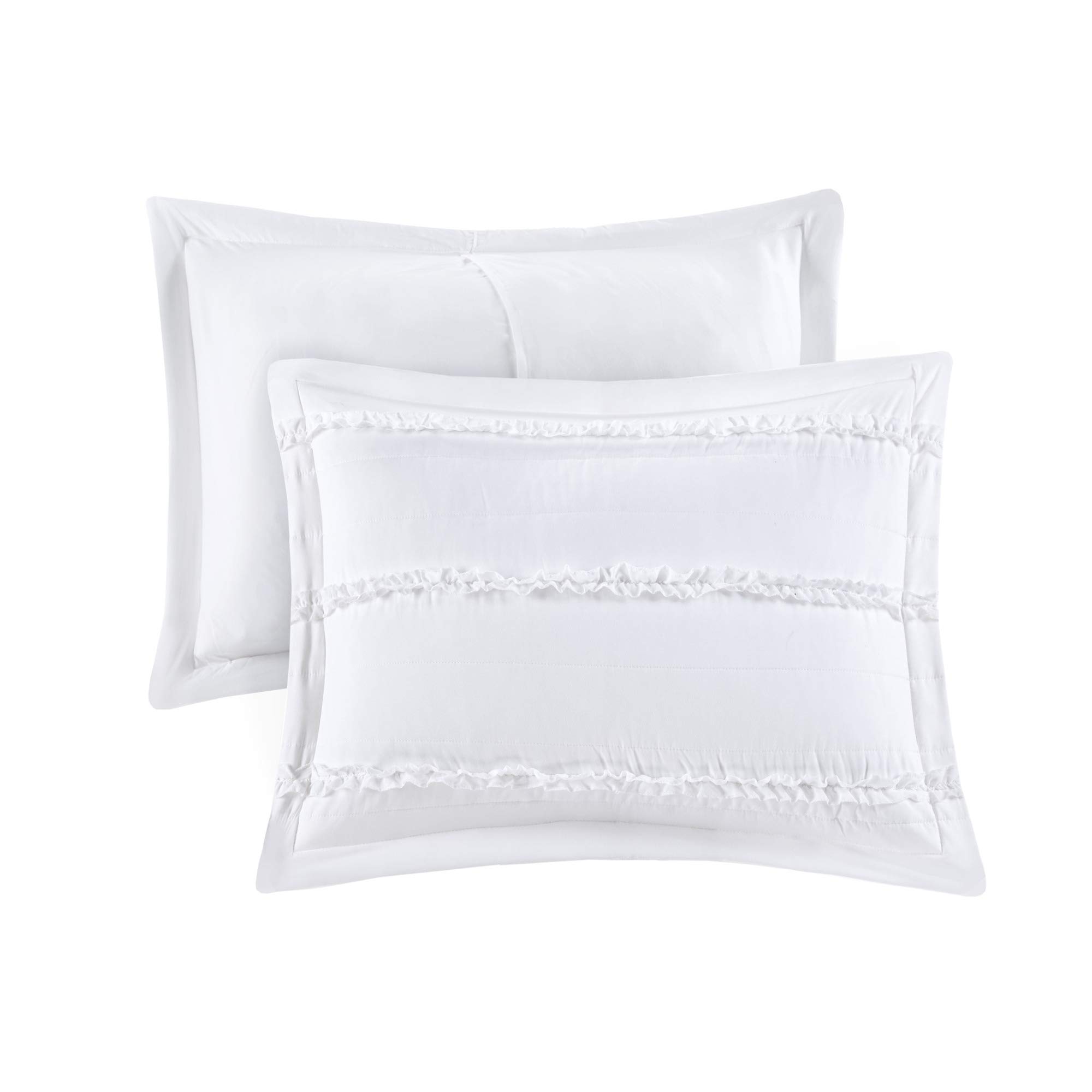 Madison Park Celeste Comforter Set - Luxury Textured All Season Down Alternative Bedding with Matching Sham & Decorative Pillows, Cal King Size 104x92 Inches, White 5-Piece Set for Master Bedroom & Guest Room Decor