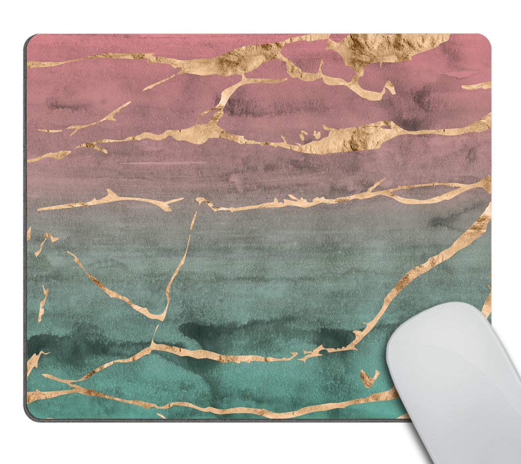 Premium Rose Gold Marble Mouse Pad with Watercolor Gradient Design - Non-Slip Rubber Base Gaming Mousepad for Computer & Laptop - Perfect for Office Work, Gaming, and Home Use