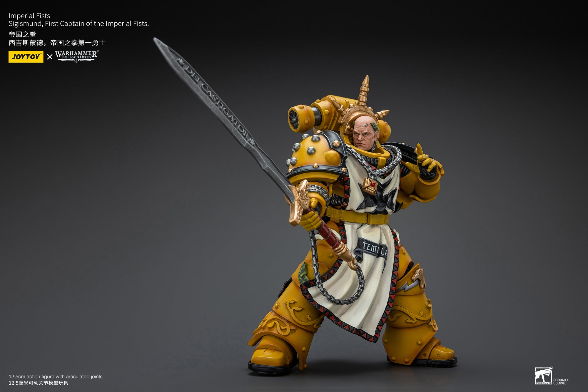 JOYTOY 1/18 Warhammer The Horus Heresy Imperial Fists Sigismund Action Figure - First Captain Reissue Collectible Model for Display & Gaming Scenes