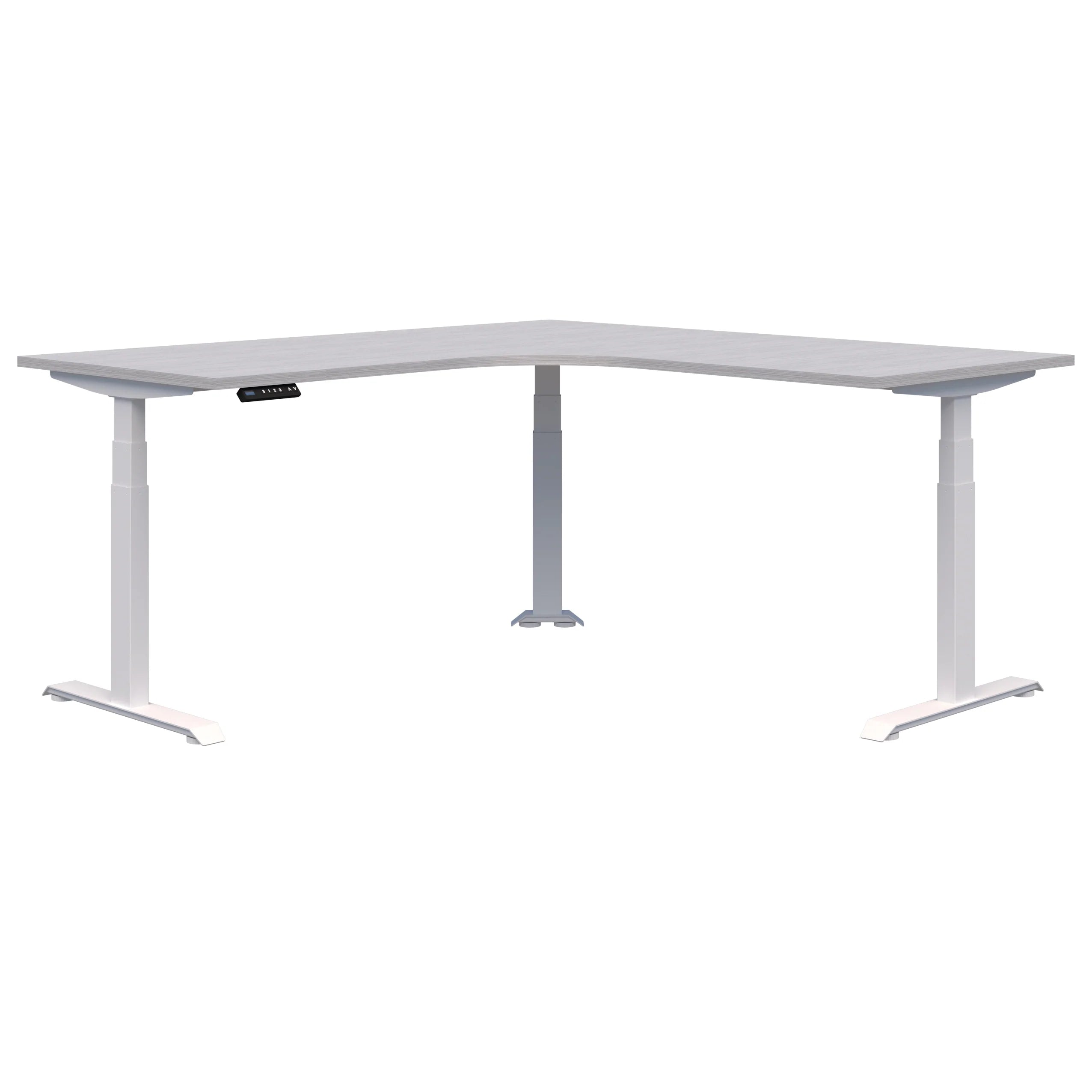 Summit II Electric Height Adjustable Corner Standing Desk - Ergonomic Home Office Workstation for Remote Work & Gaming Setup