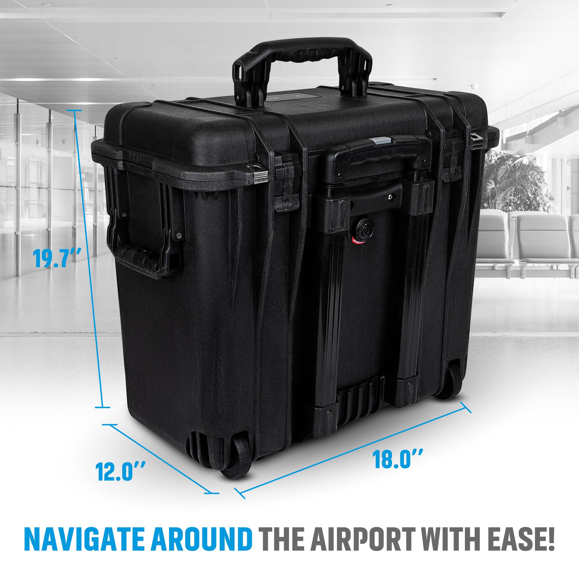 Premium Wine Travel Carrier Case - Heavy-Duty 8-Bottle Wine Luggage with Wheels | Airplane Approved Wine Bottle Suitcase | Durable Wine Transport for Travel, Gifts & Parties | Black CP-WINE-8B