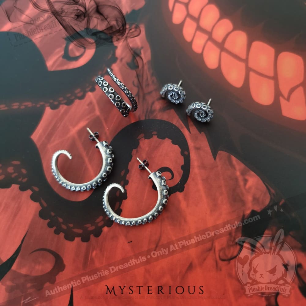 Silver Tentacle Jewelry Set - Unique Handmade Octopus Tentacle Earrings & Necklace for Women - Perfect for Cosplay, Halloween & Boho Fashion