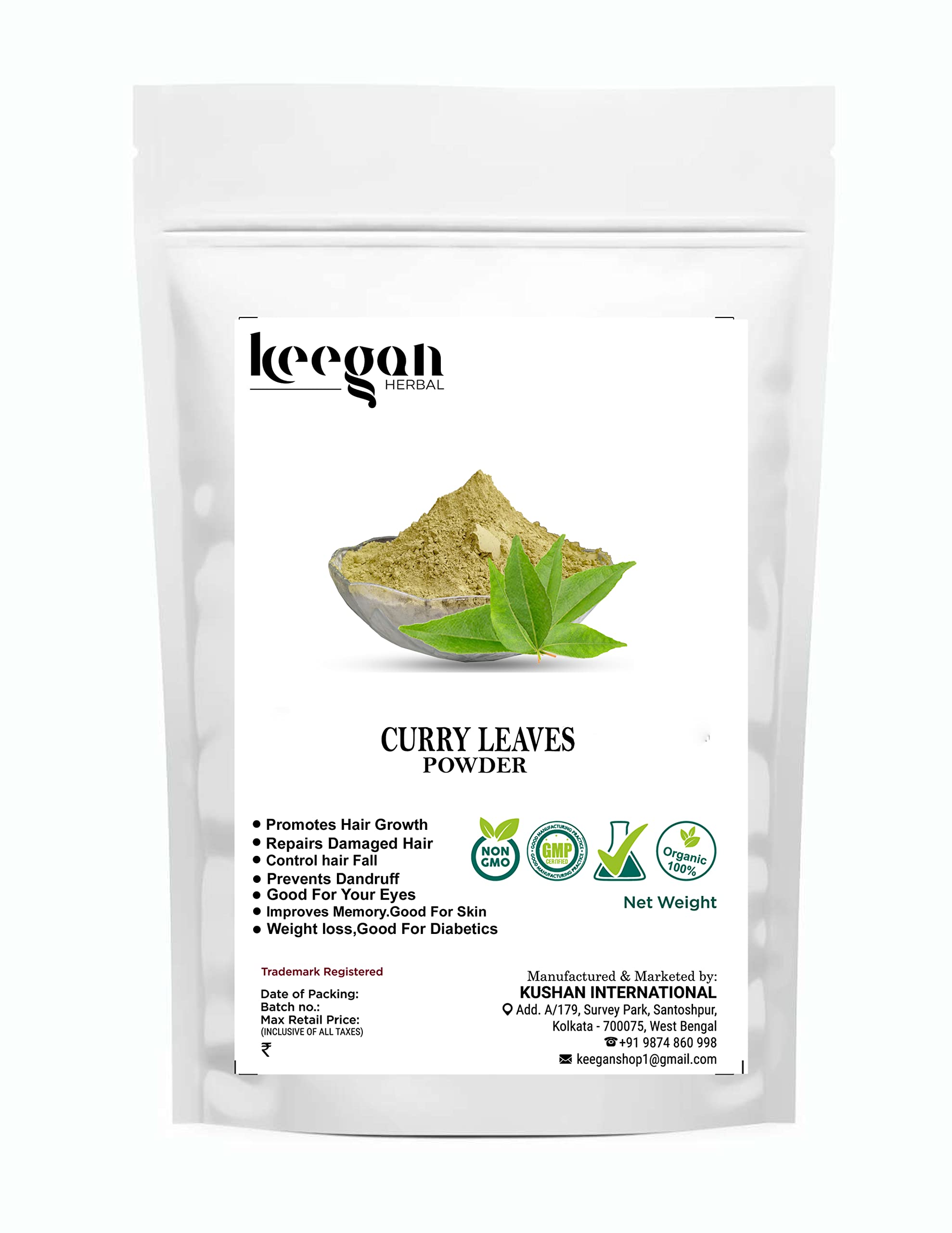 Keegan Herbal Curry Leaves Powder for Hair Growth & Strength - 200g | Natural Hair Care for Thicker, Healthier Hair | Perfect for Daily Scalp Massage & Hair Masks