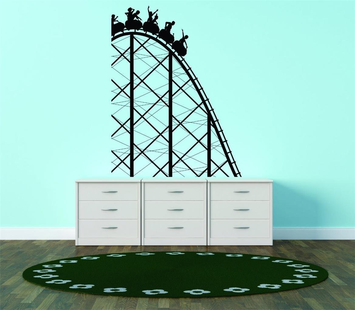 Roller Coaster Theme Park Vinyl Wall Decal Quote Sticker - 15x18 Inch Home Decor for Bedroom, Living Room & Nursery - Easy Peel & Stick Wall Art for DIY Home Decoration