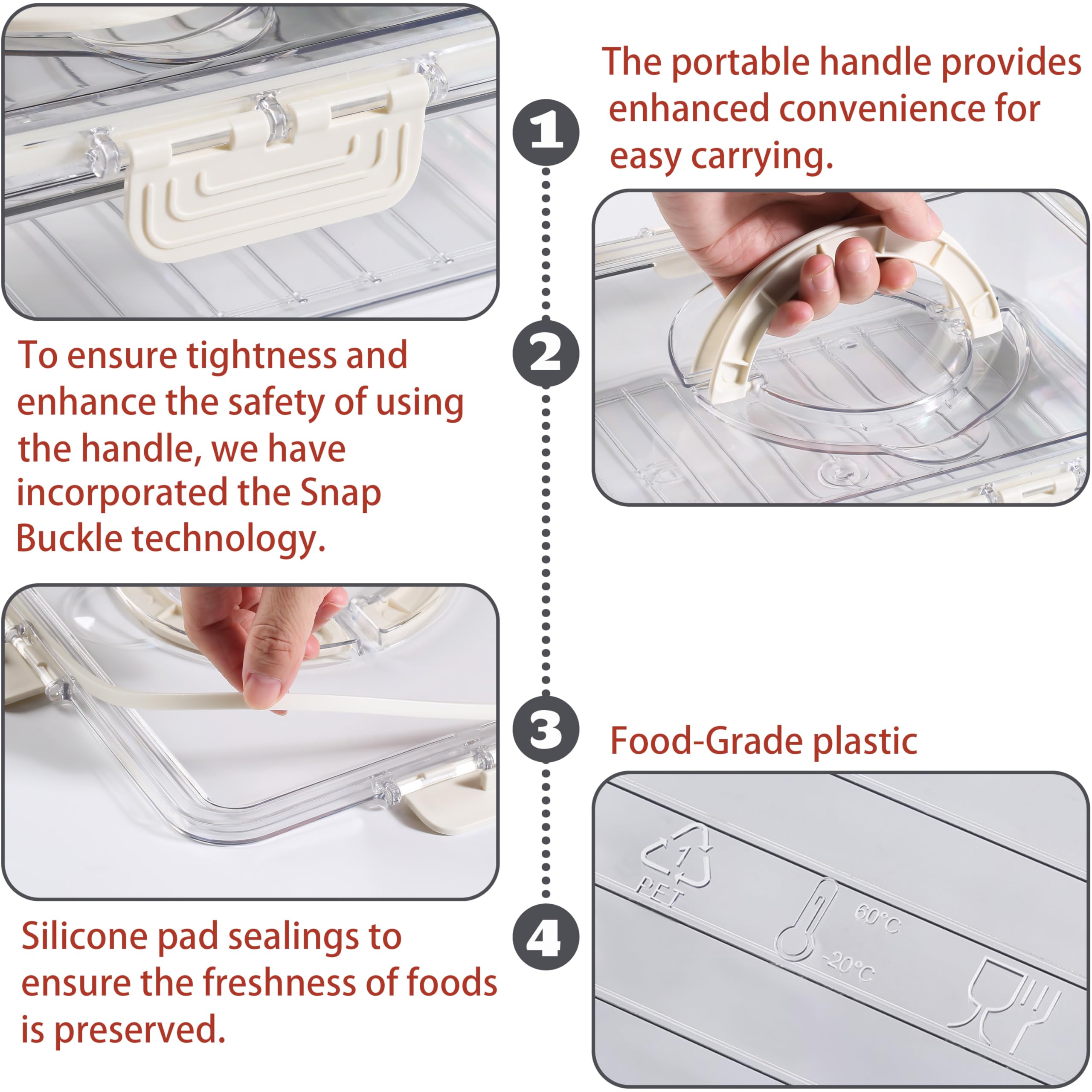 Bandesun Divided Snack Tray with Lid - Portable Charcuterie Box for Fruits, Nuts & Candy - Perfect for Picnics & Parties (2-Pack)