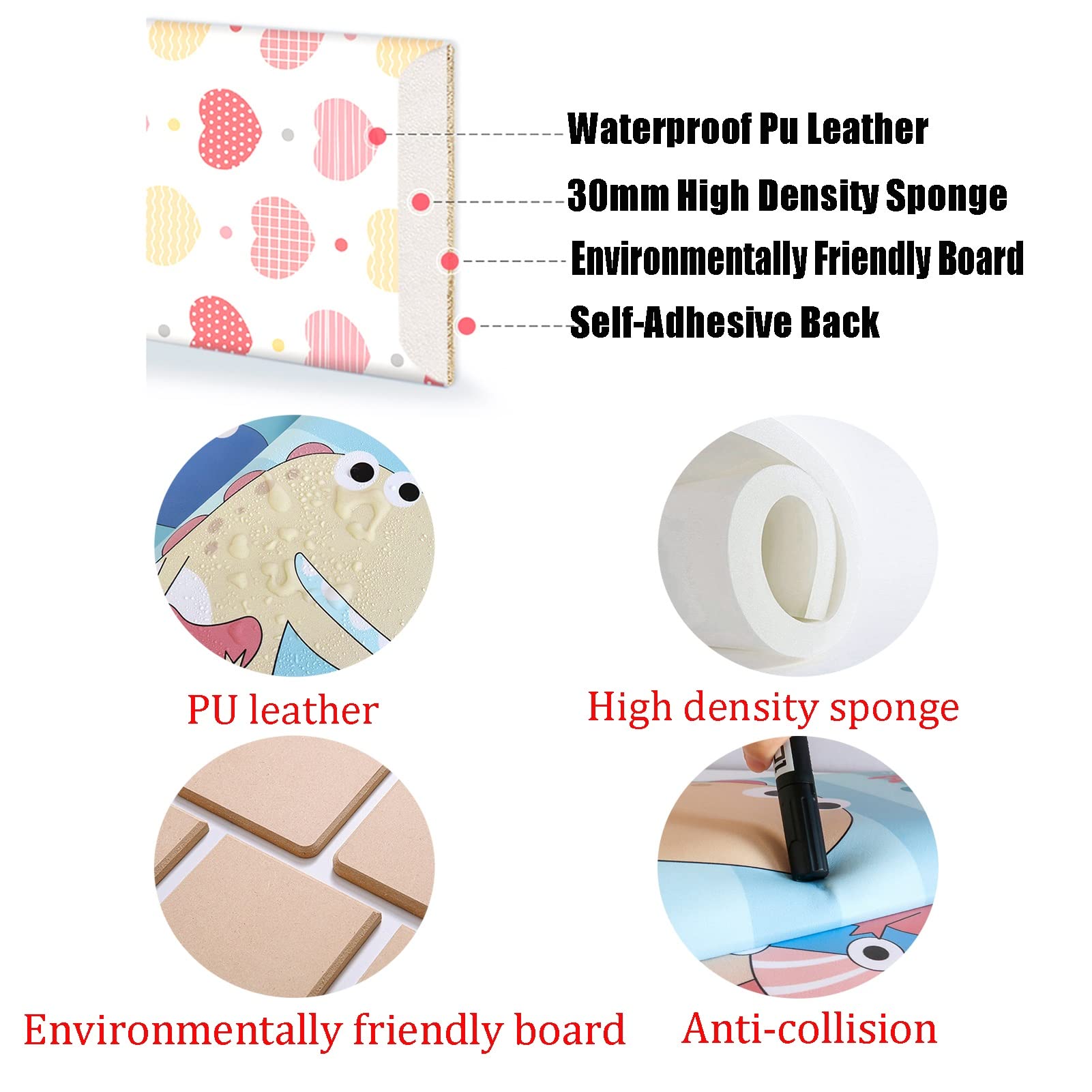 3D Self-Adhesive Wall Panels for Kids Room - Thickened Soft Wall Stickers with Anti-Collision Design | Waterproof & Durable Nursery Decor | Perfect for Kindergarten, Playroom & Bedroom Wall Decoration