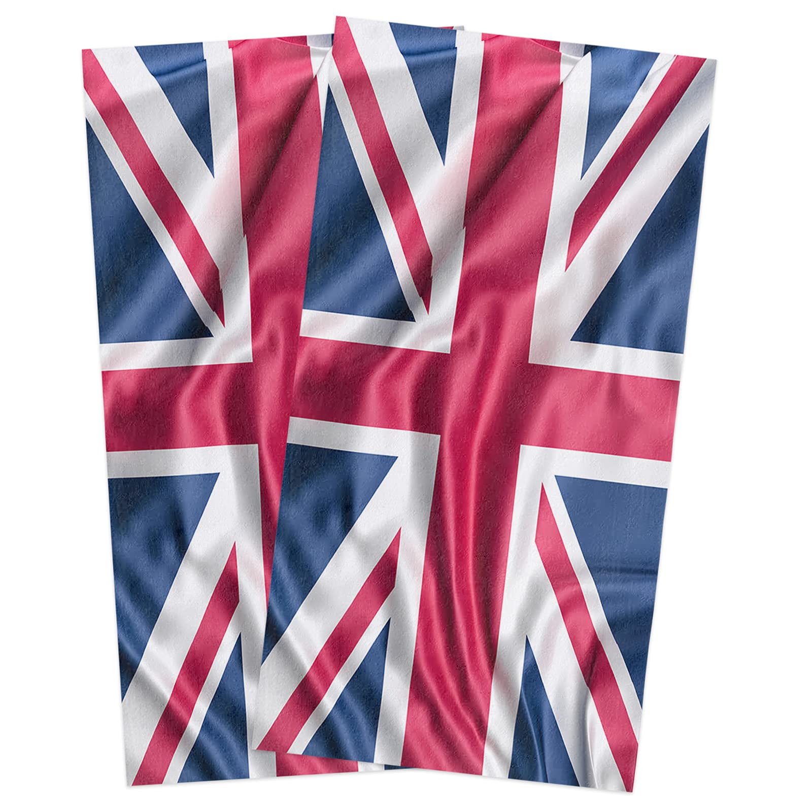 British Flag Kitchen Towels Set of 2 - Vintage UK Union Jack Design, Super Absorbent & Quick-Drying Tea Towels for Dishwashing, Drying Hands - Reusable Cotton Dishcloths for Kitchen, Bathroom & Bar Decor