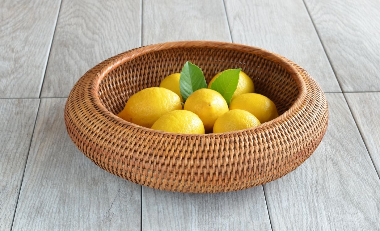 KOUBOO La Jolla Medium Honey Brown Wooden Fruit Bowl - Decorative Kitchen Countertop Display for Fruits, Vegetables, and Home Decor
