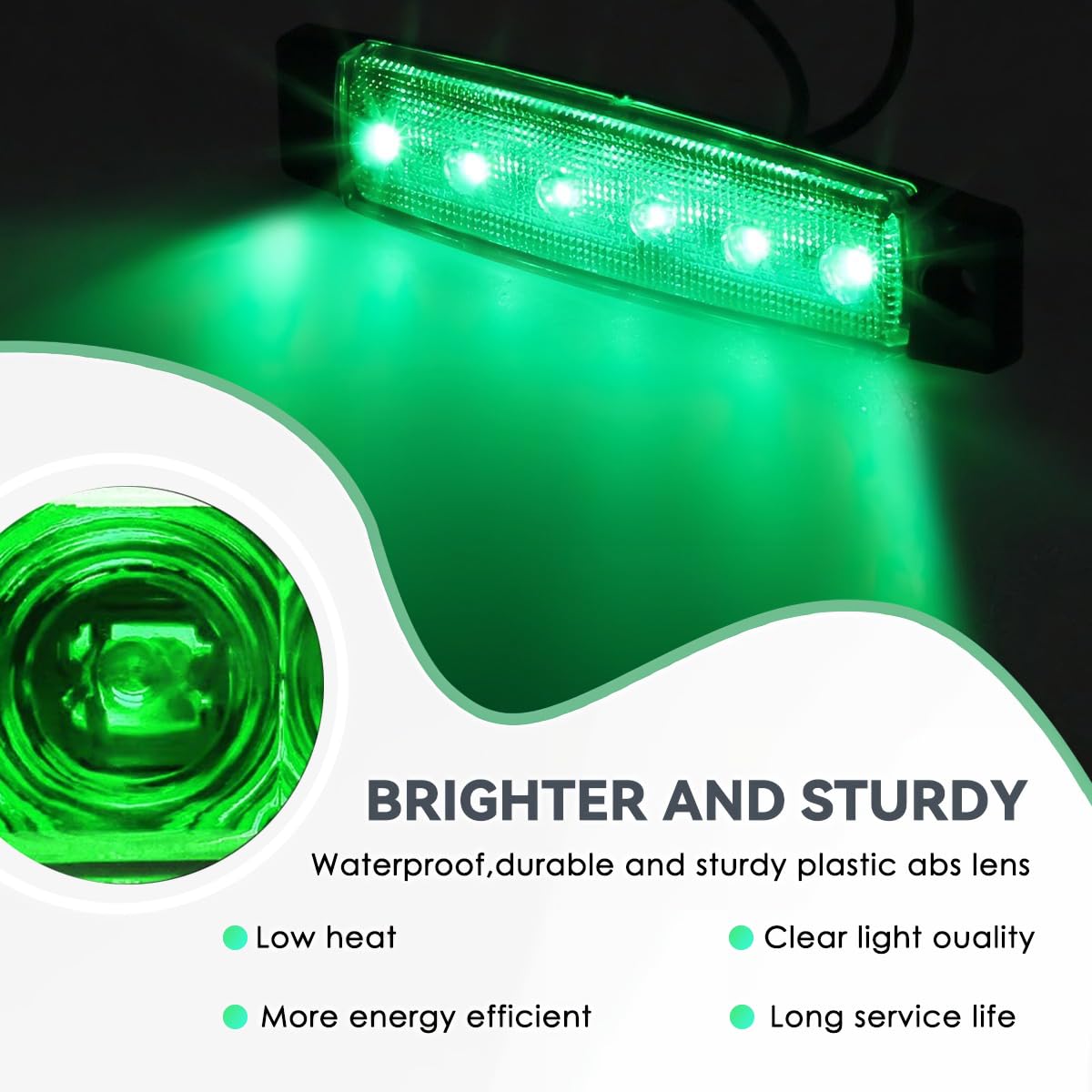 10PCS Green 12V Marine Boat Lights - Waterproof Cockpit Navigation & Deck Courtesy Lighting for Yacht, Fishing Boat, Sailboat, Kayak, Pontoon - Perfect for Night Cruising & Water Safety