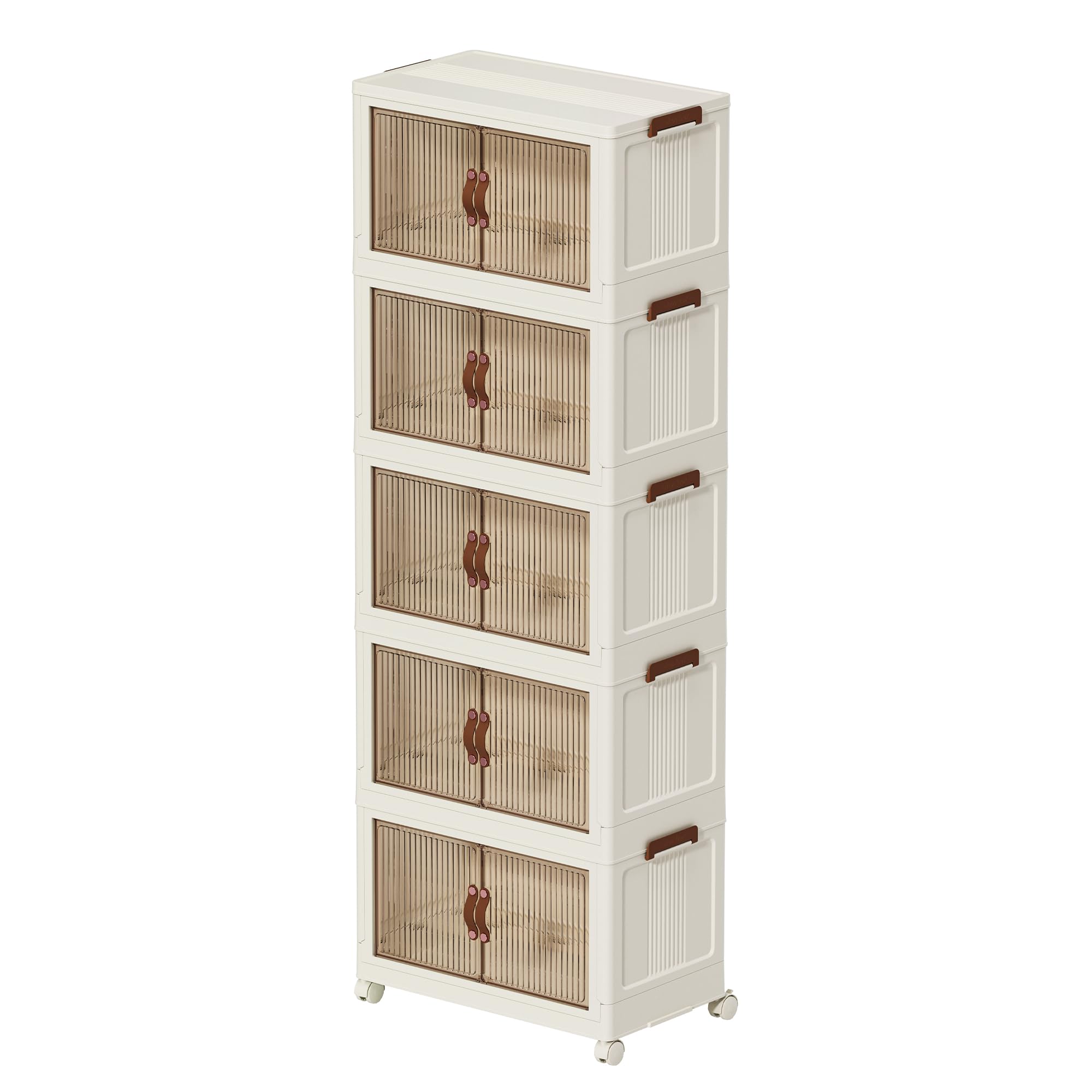 130 QT Large Plastic Storage Bins with Lids & Wheels - Stackable Open Front Storage Containers for Clothes, Home Organization, Bedroom & Garage - White 5-Tier Shelving Unit - Perfect for Closet, Kids Room & Seasonal Storage