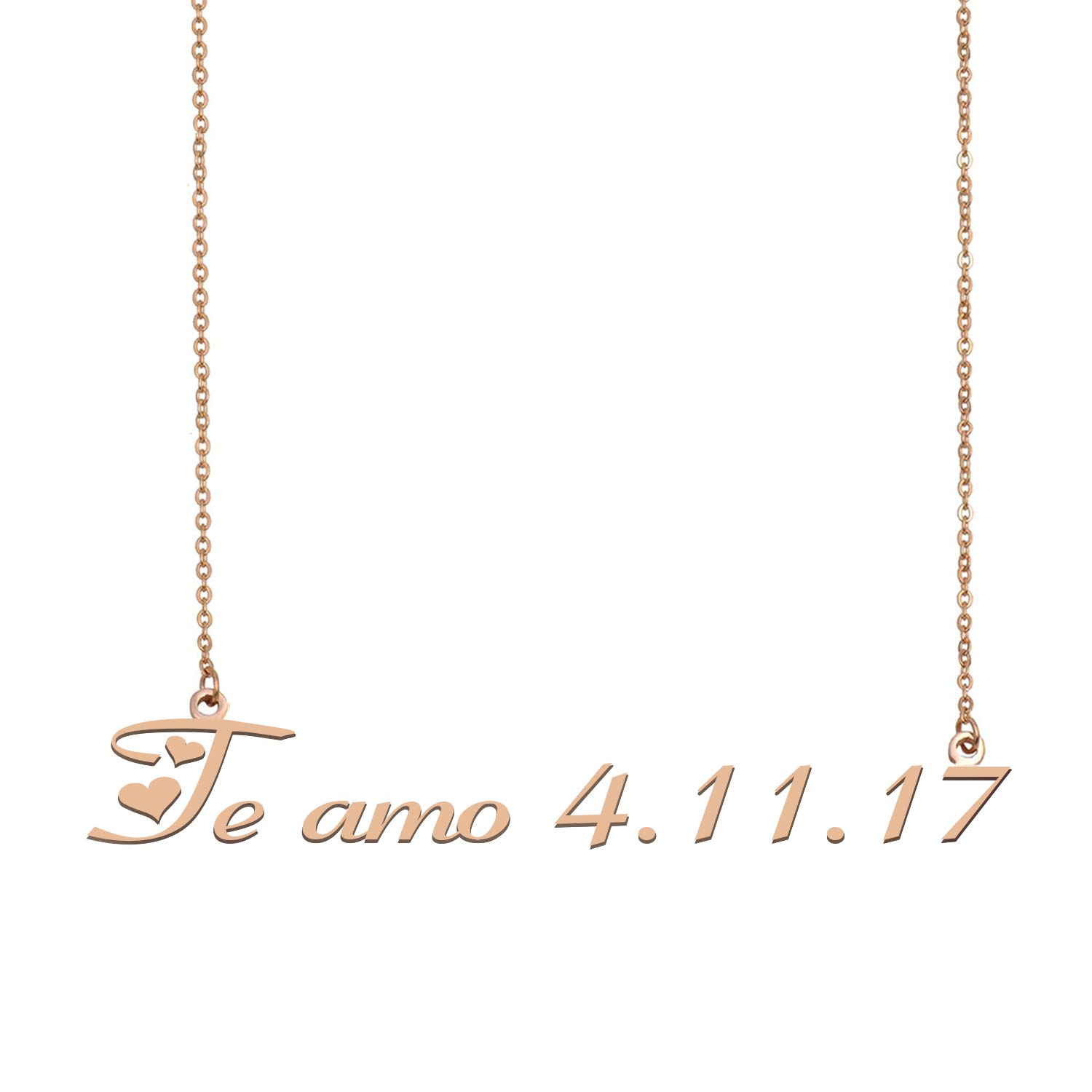 Personalized 'My Name' Necklace - Custom Engraved Te Amo 4.11.17 Date Pendant - Perfect for Anniversaries, Birthdays & Romantic Gifts