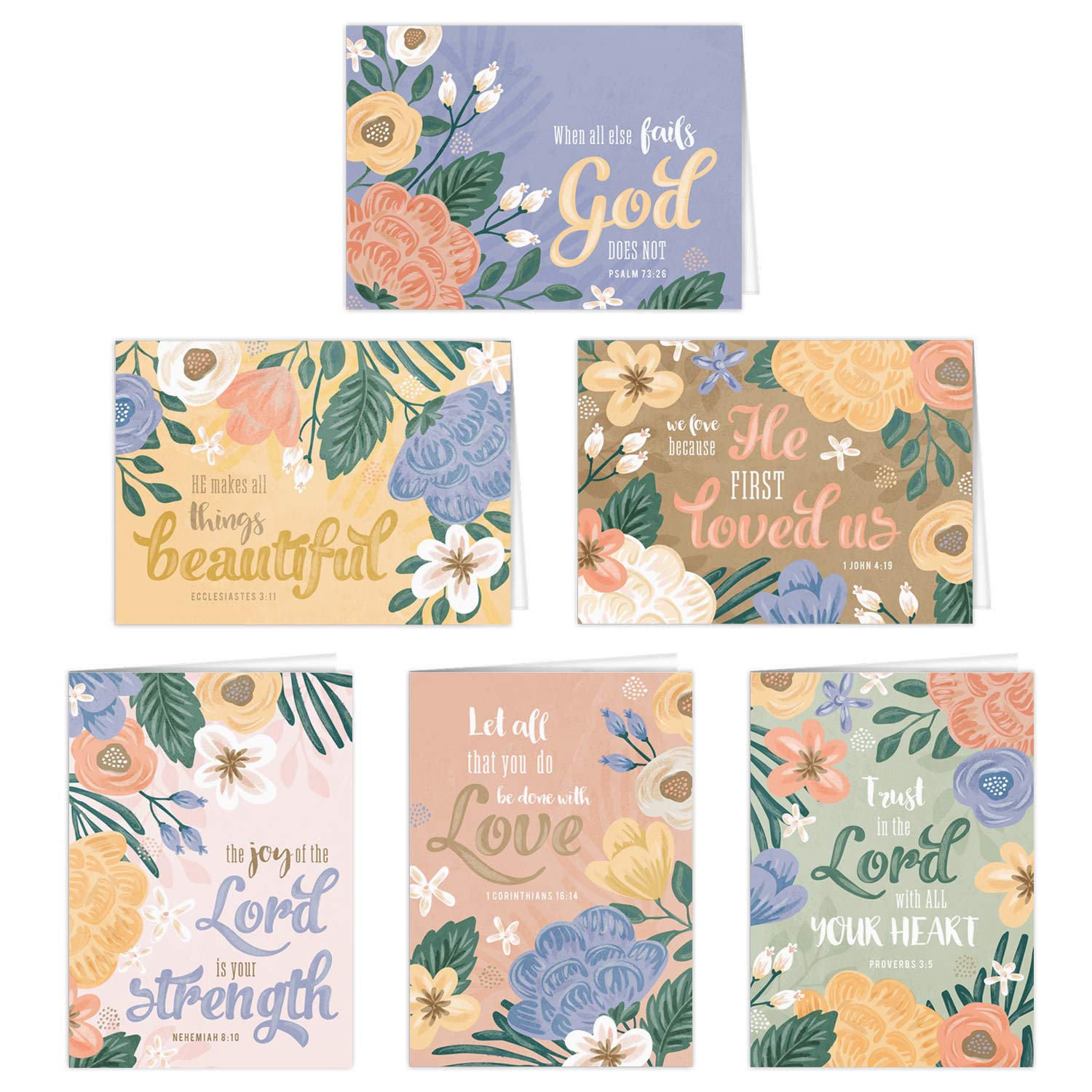 24 Pack Easter Baptism Religious Greeting Cards with Bible Verses - Floral First Communion & Confirmation Note Cards Set (3.5