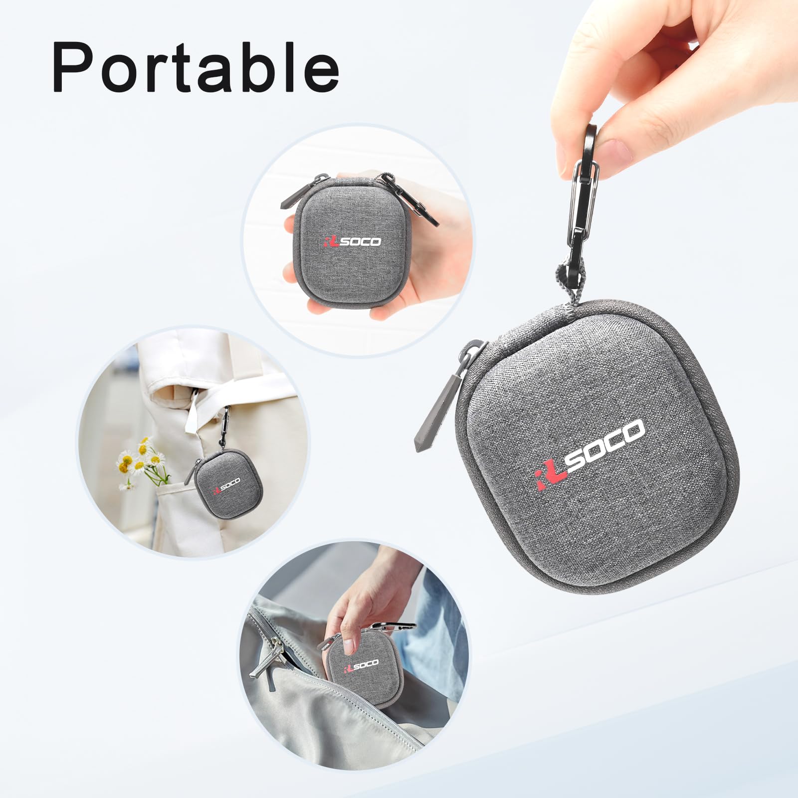 Premium RLSOCO Protective Case for Bose QuietComfort Earbuds II & Ultra - Shockproof Cover with Carabiner (Grey) | Travel, Gym & Outdoor Use