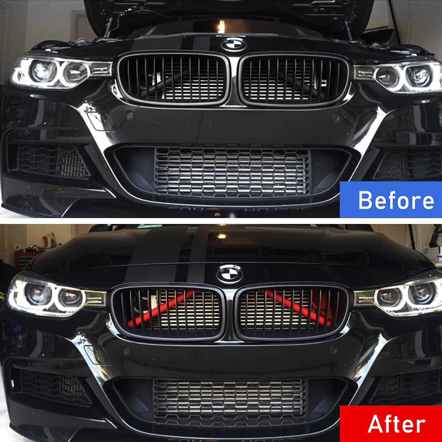Premium BMW Grill Inserts & Trims for 1/2/3/4/5/6/7 Series - F20 F22 F30 F32 G30 G32 G11 G12 Models - Red V Brace Wrap Covers & Grille Stripes - Perfect for Car Customization & Performance Upgrades